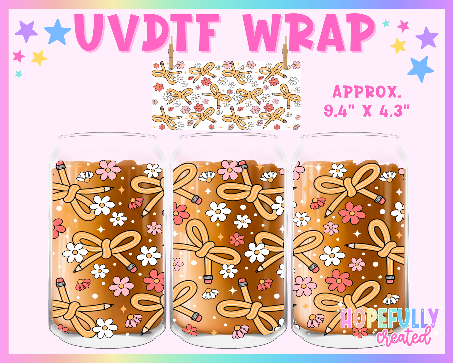 Pencil Bows UVDTF Glass Can Wrap