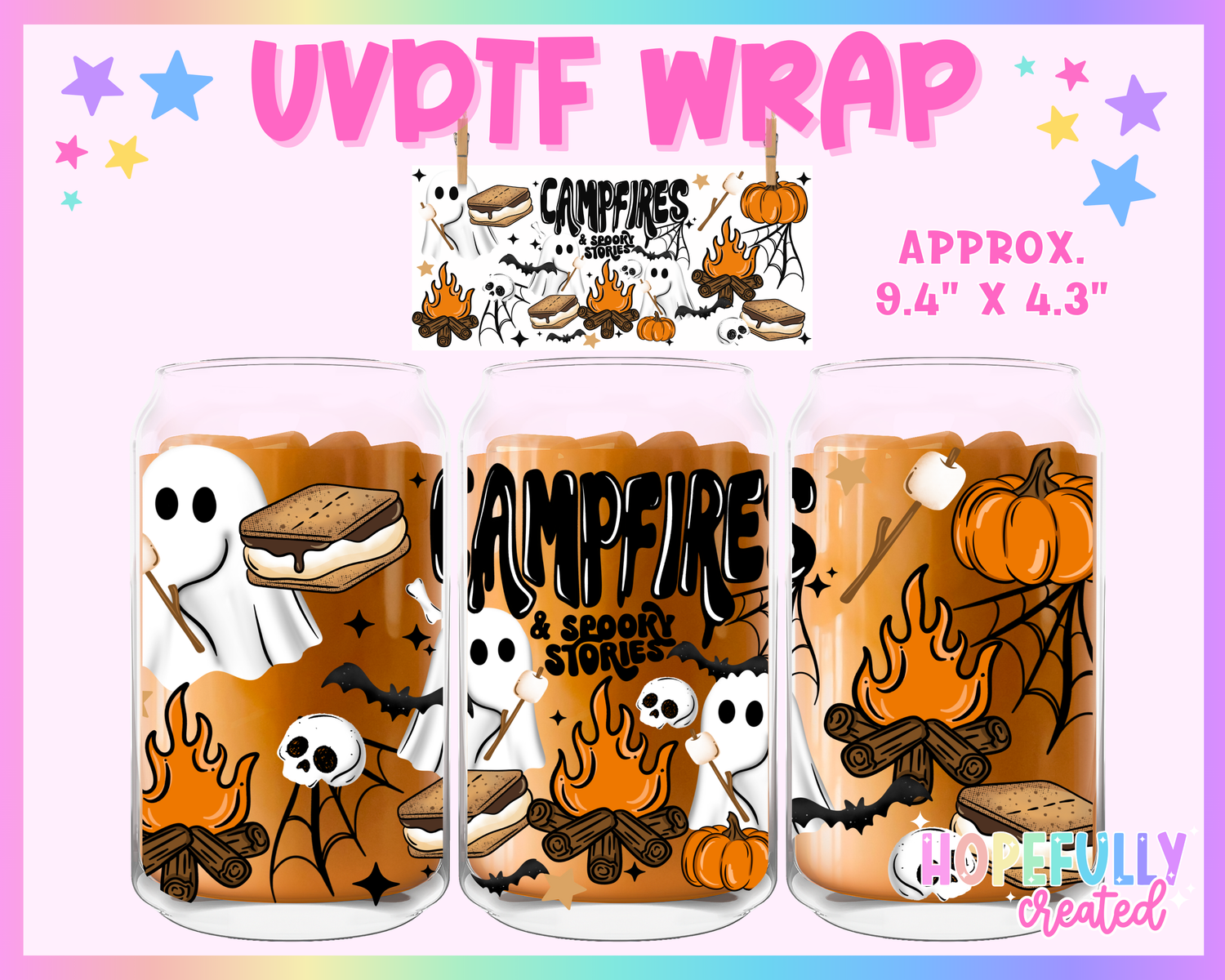Spooky Stories Campfire UVDTF Glass Can Wrap