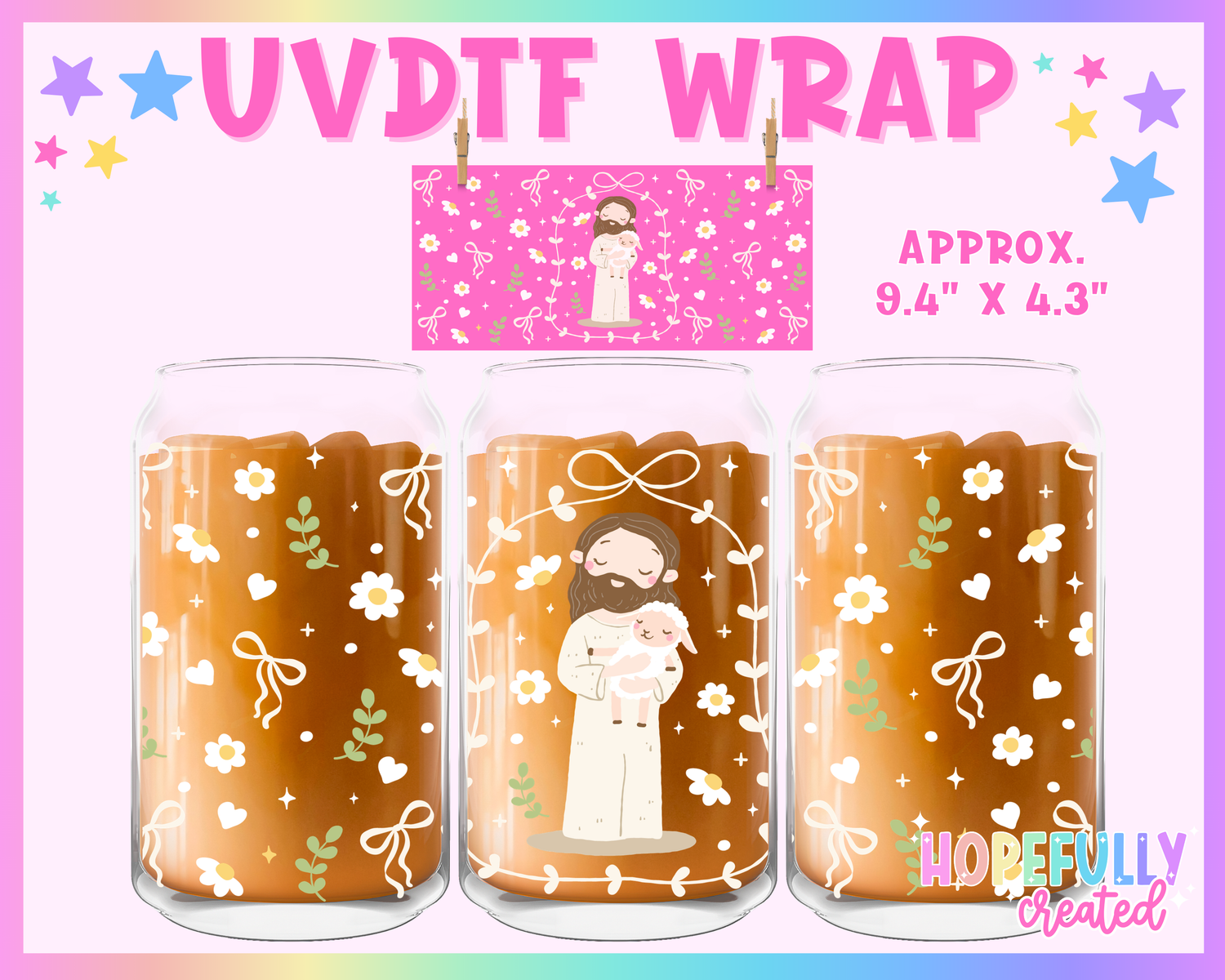 Jesus and The Lamb UVDTF Glass Can Wrap