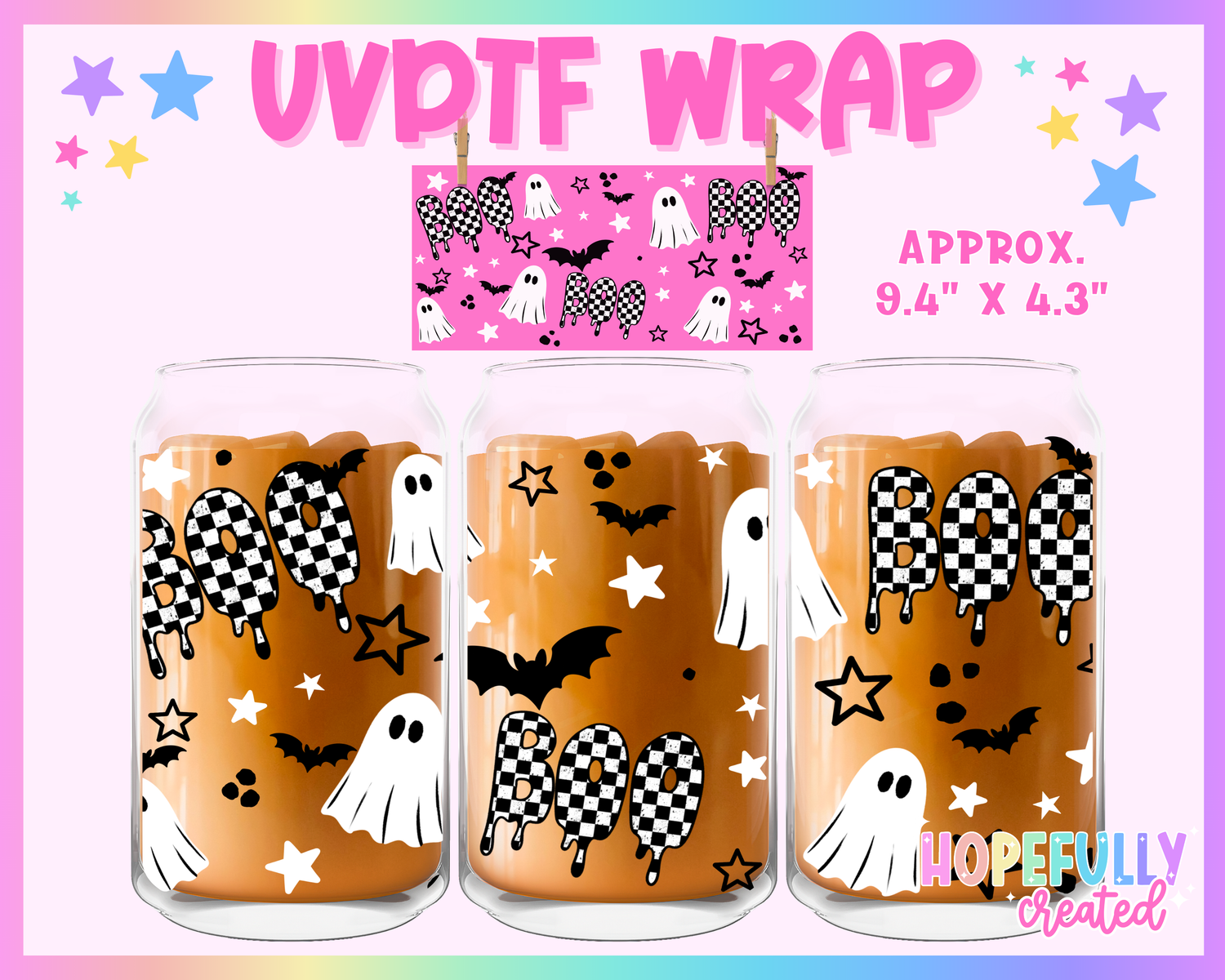 Boo UVDTF Glass Can Wrap