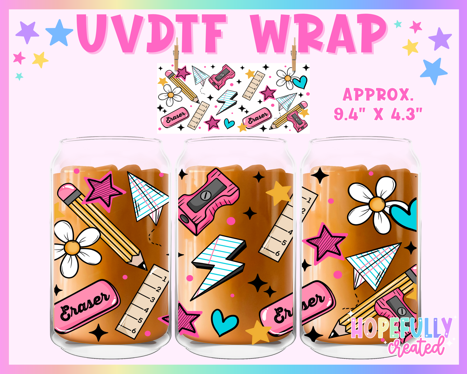 School UVDTF Glass Can Wrap