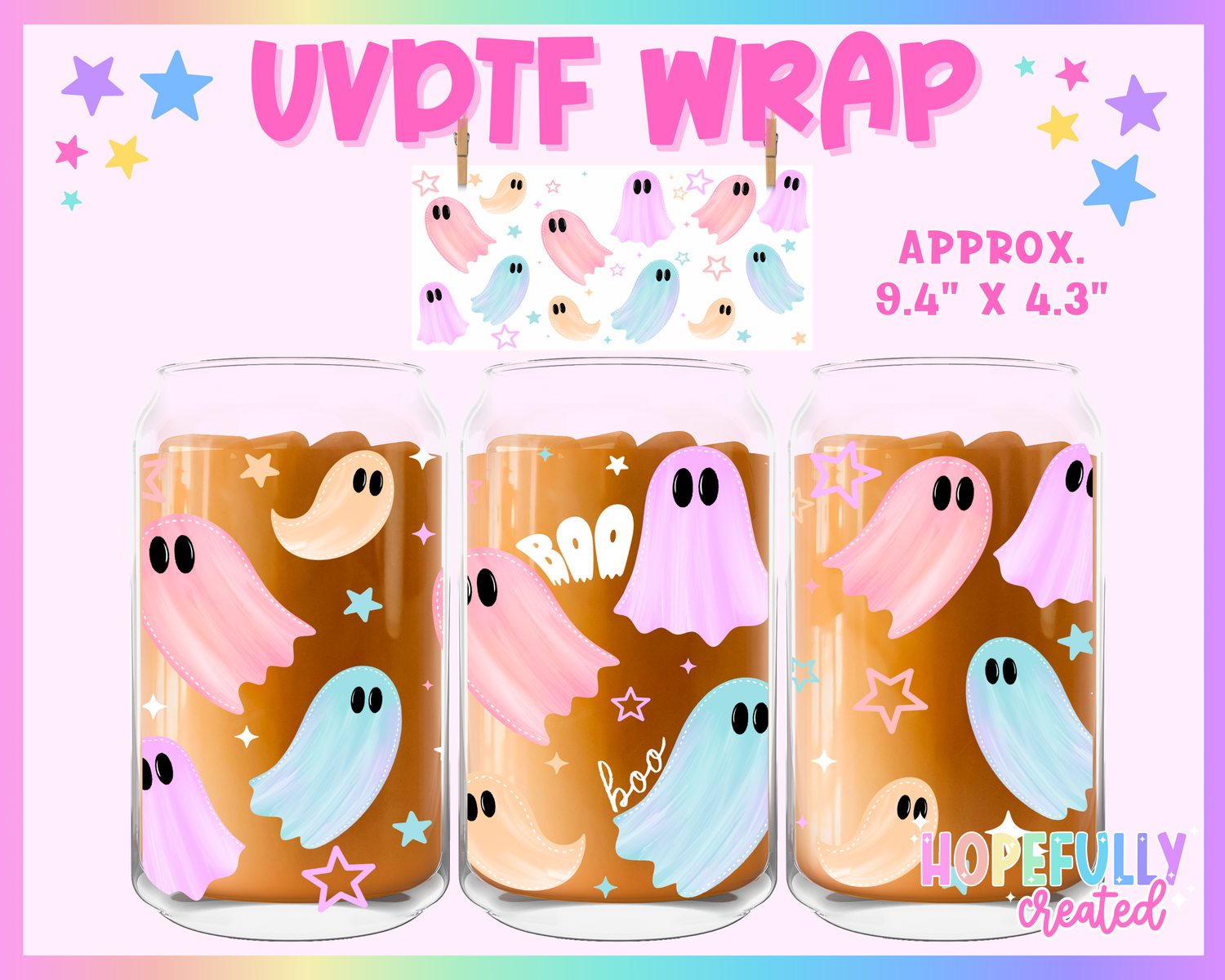 Pastel Ghosts UVDTF Glass Can Wrap