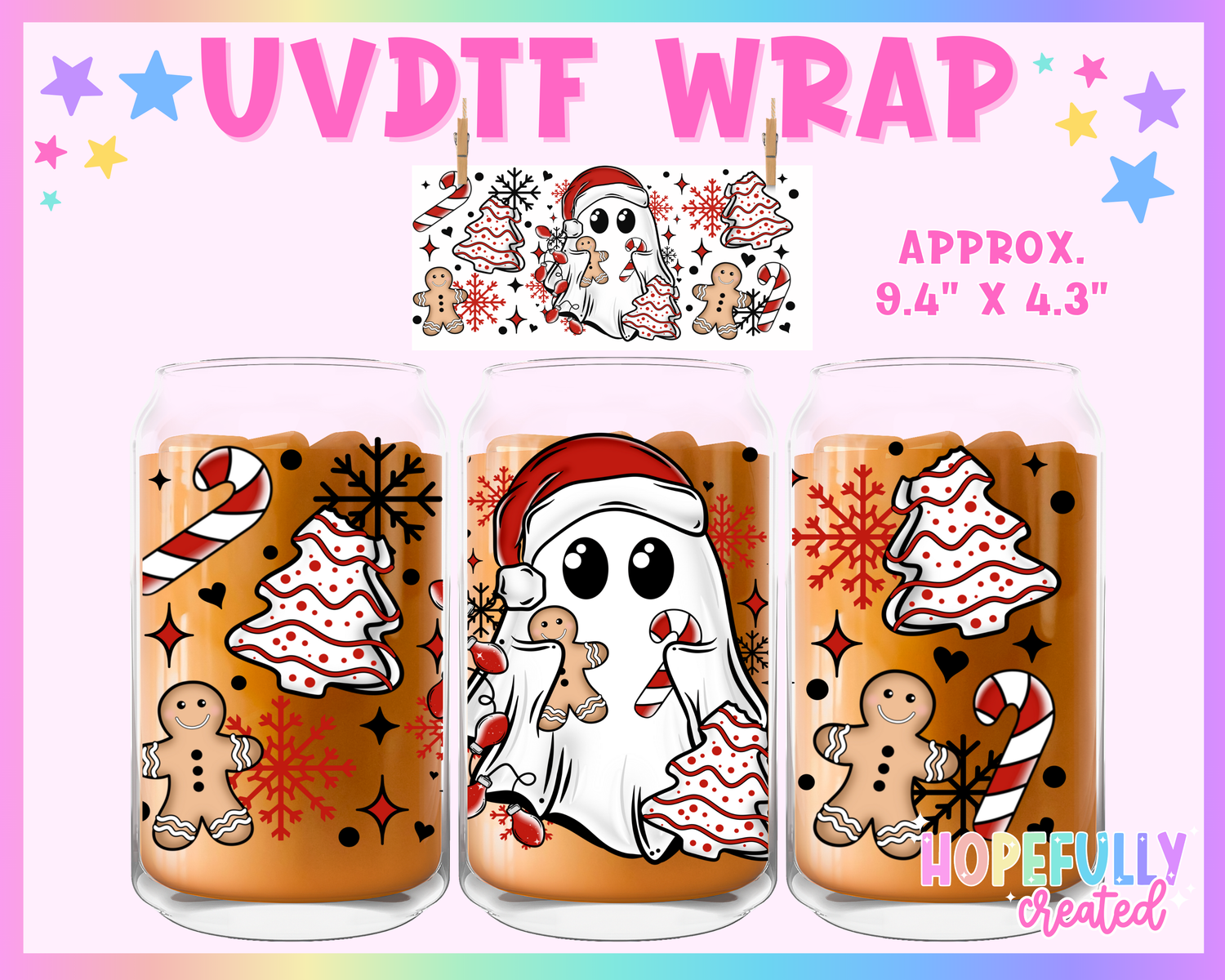 Christmas Ghost UVDTF Glass Can Wrap