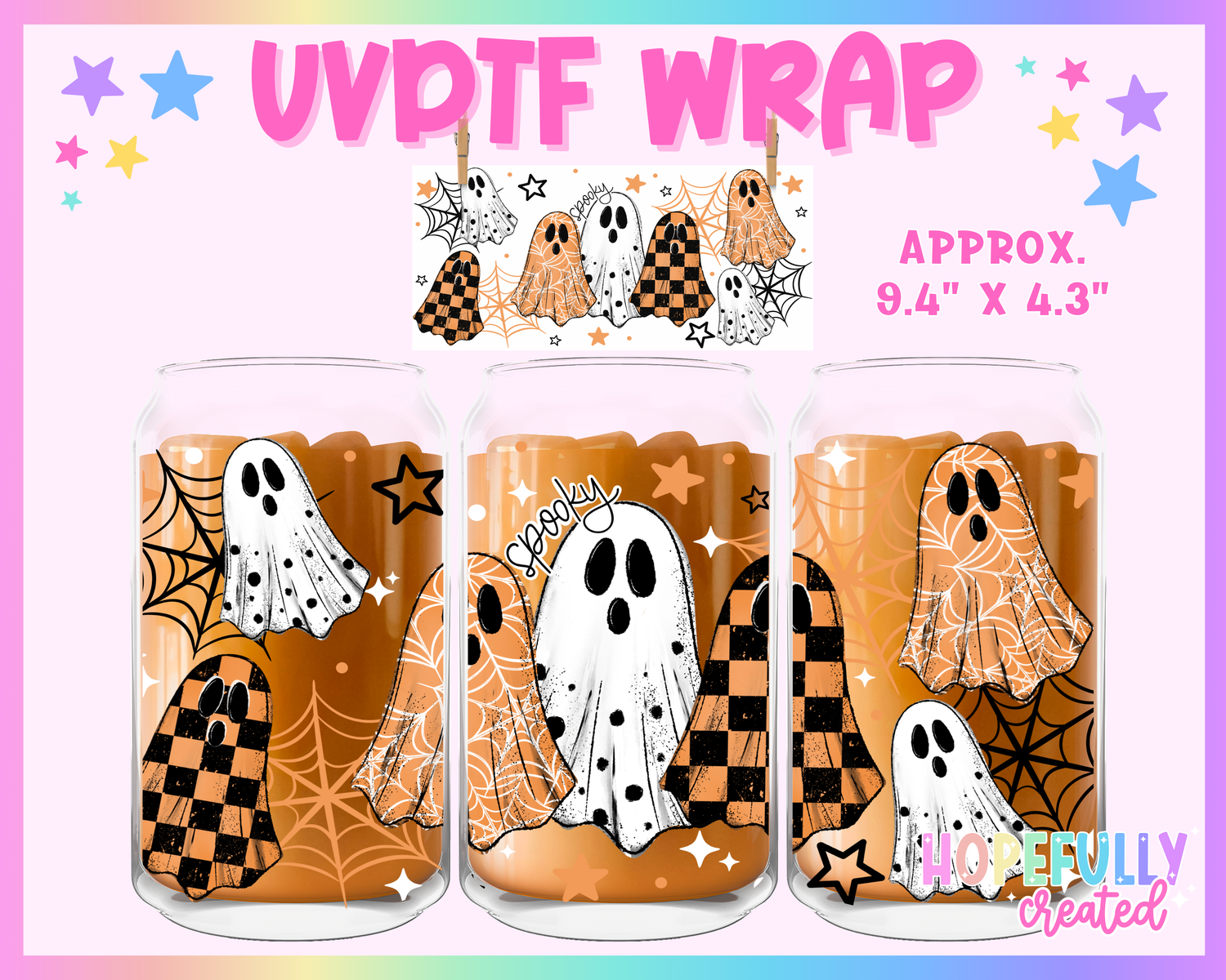 Ghosts UVDTF Glass Can Wrap