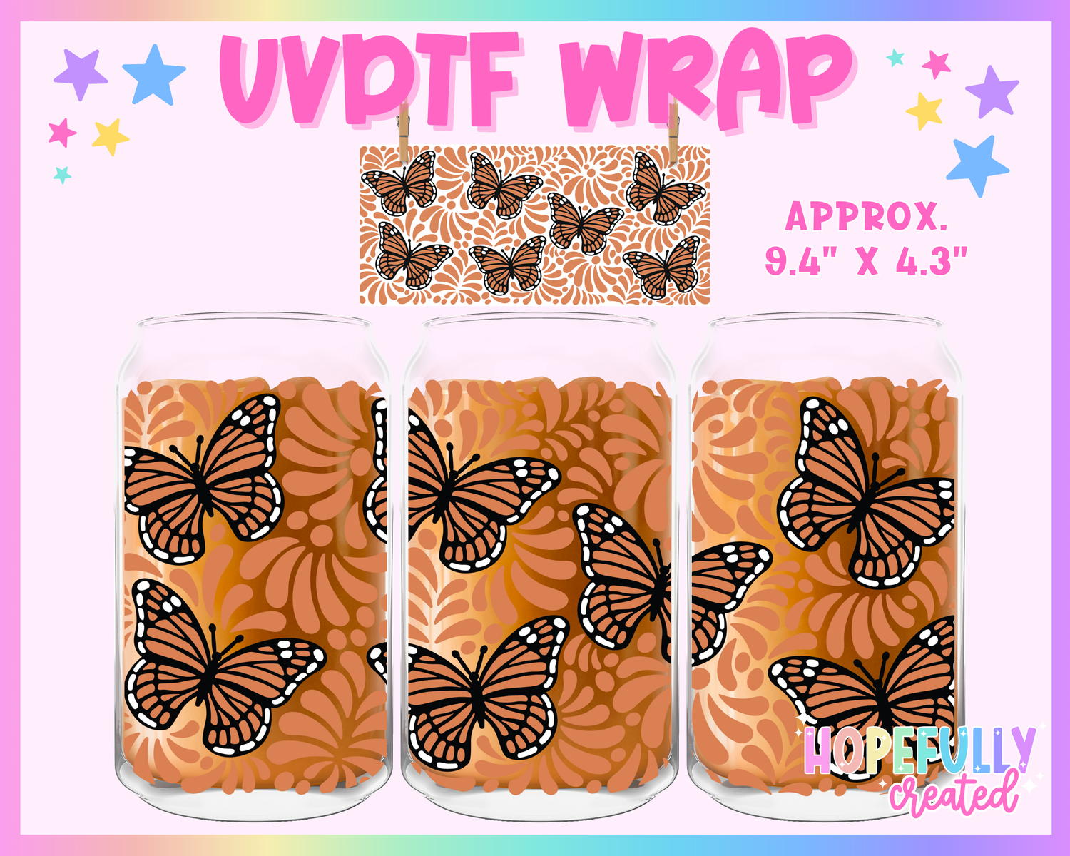 Talavera Butterfly UVDTF Glass Can Wrap