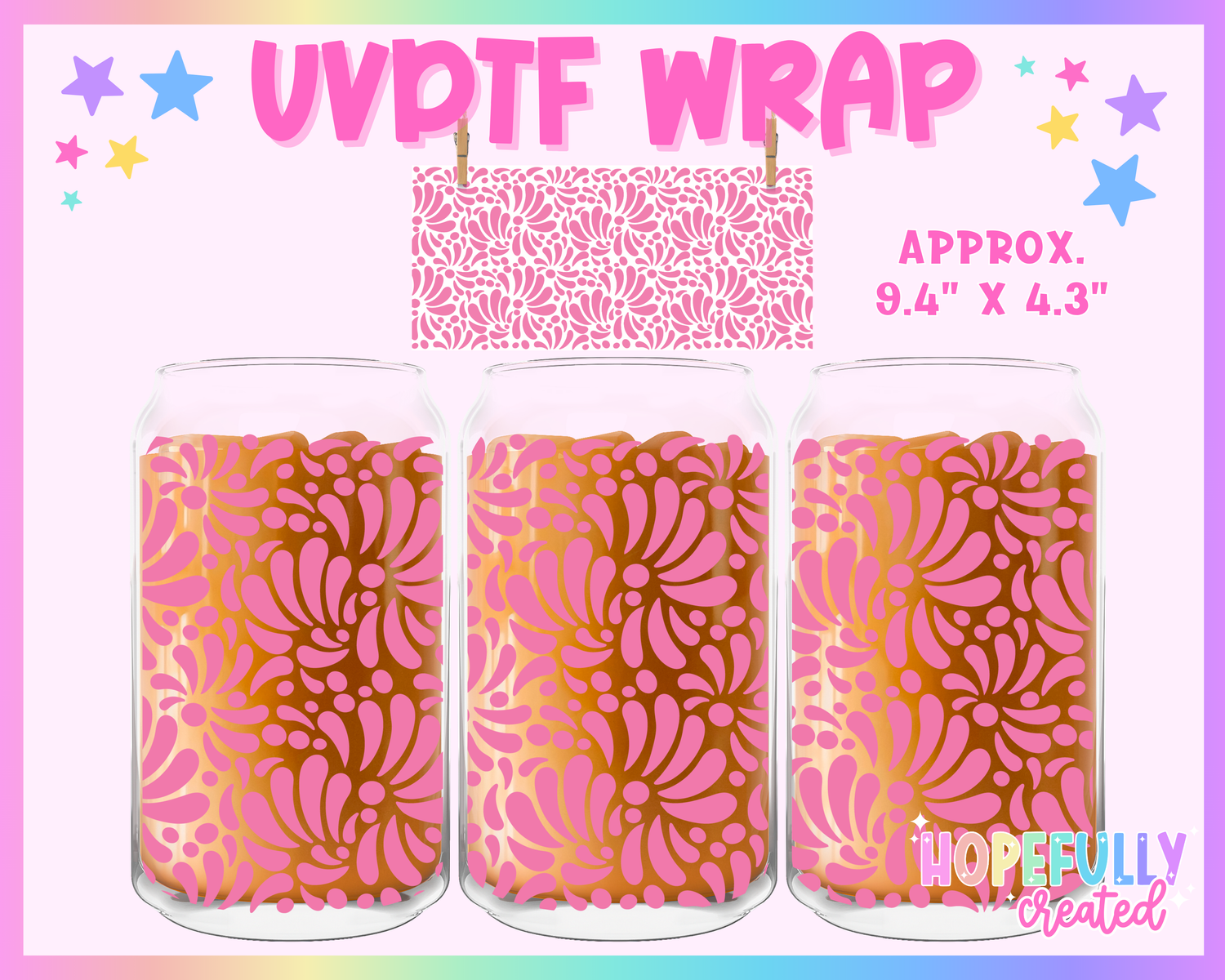 Light Pink Talavera UVDTF Glass Can Wrap