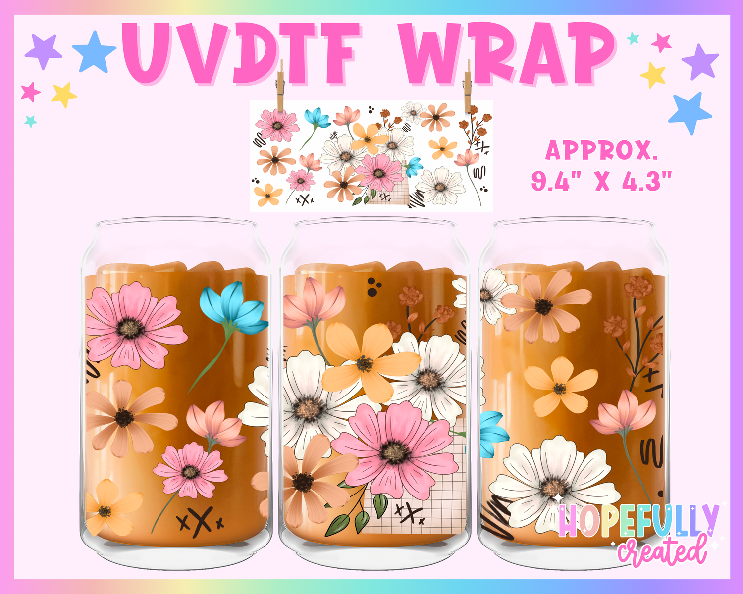 Floral UVDTF Glass Can Wrap