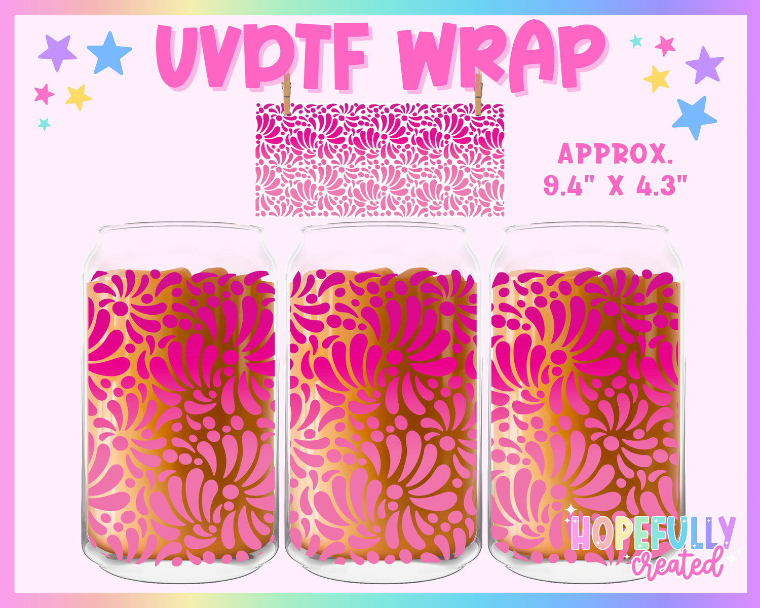 Pink Ombre Talavera UVDTF Glass Can Wrap