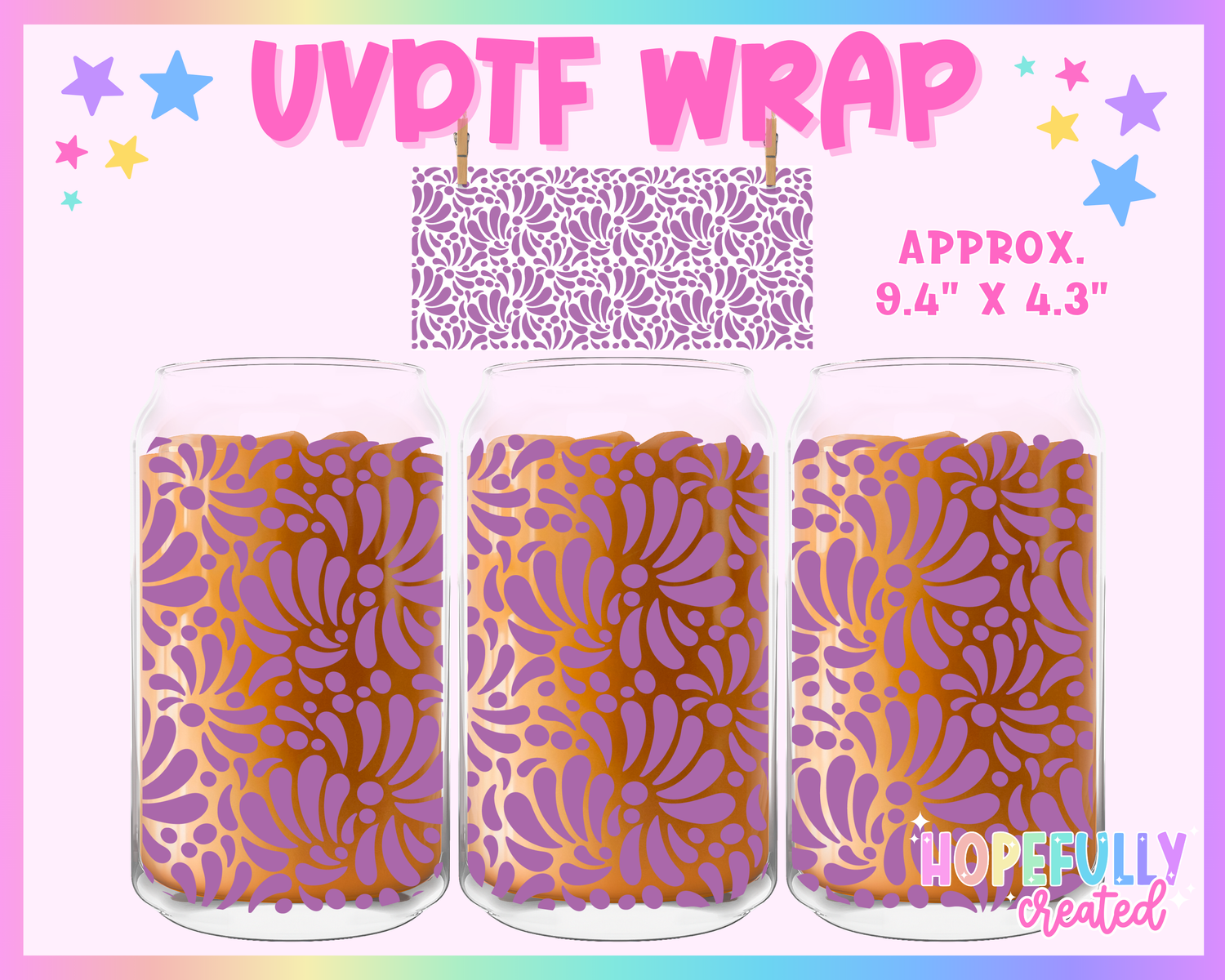 Purple Talavera UVDTF Glass Can Wrap