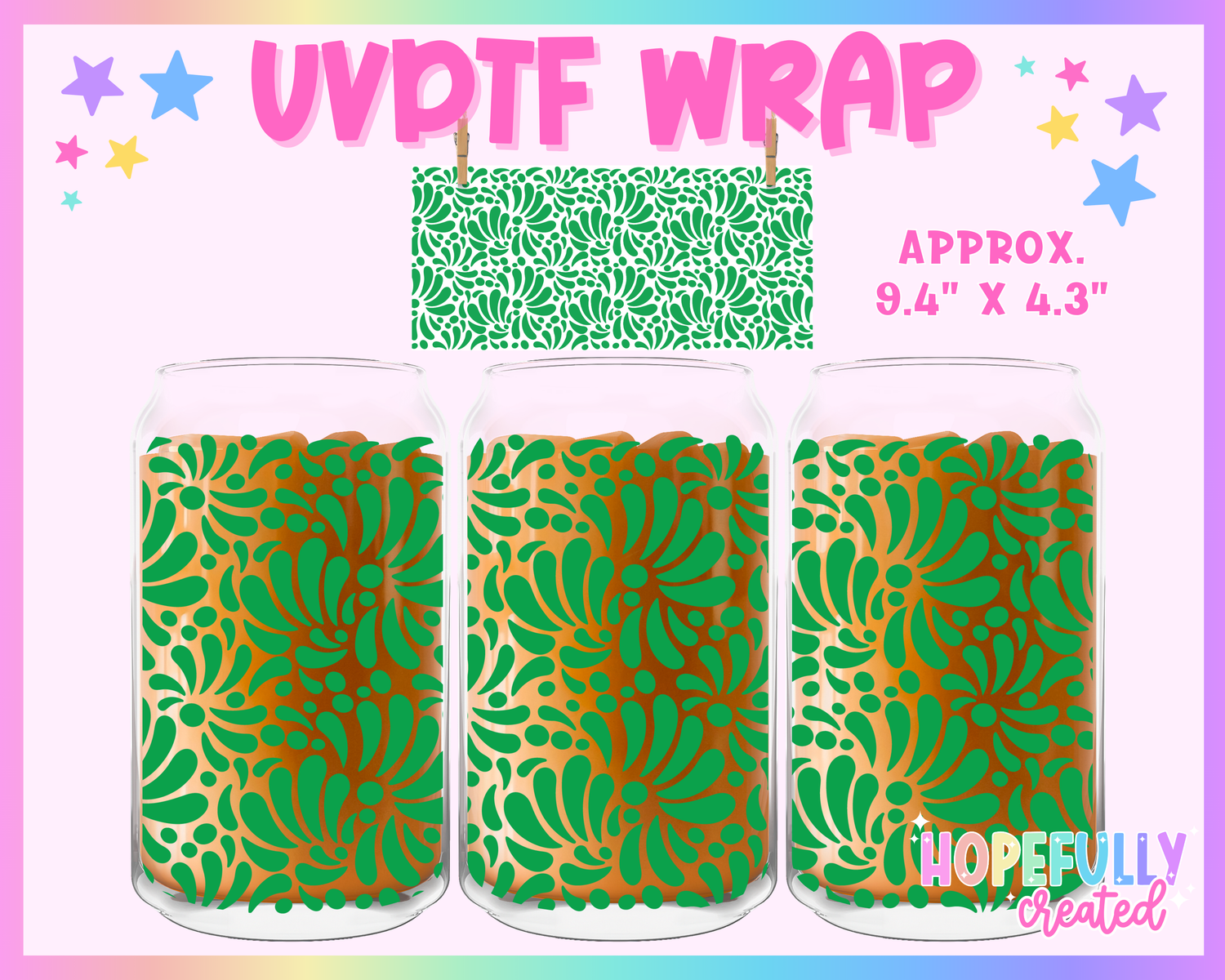 Green Talavera UVDTF Glass Can Wrap