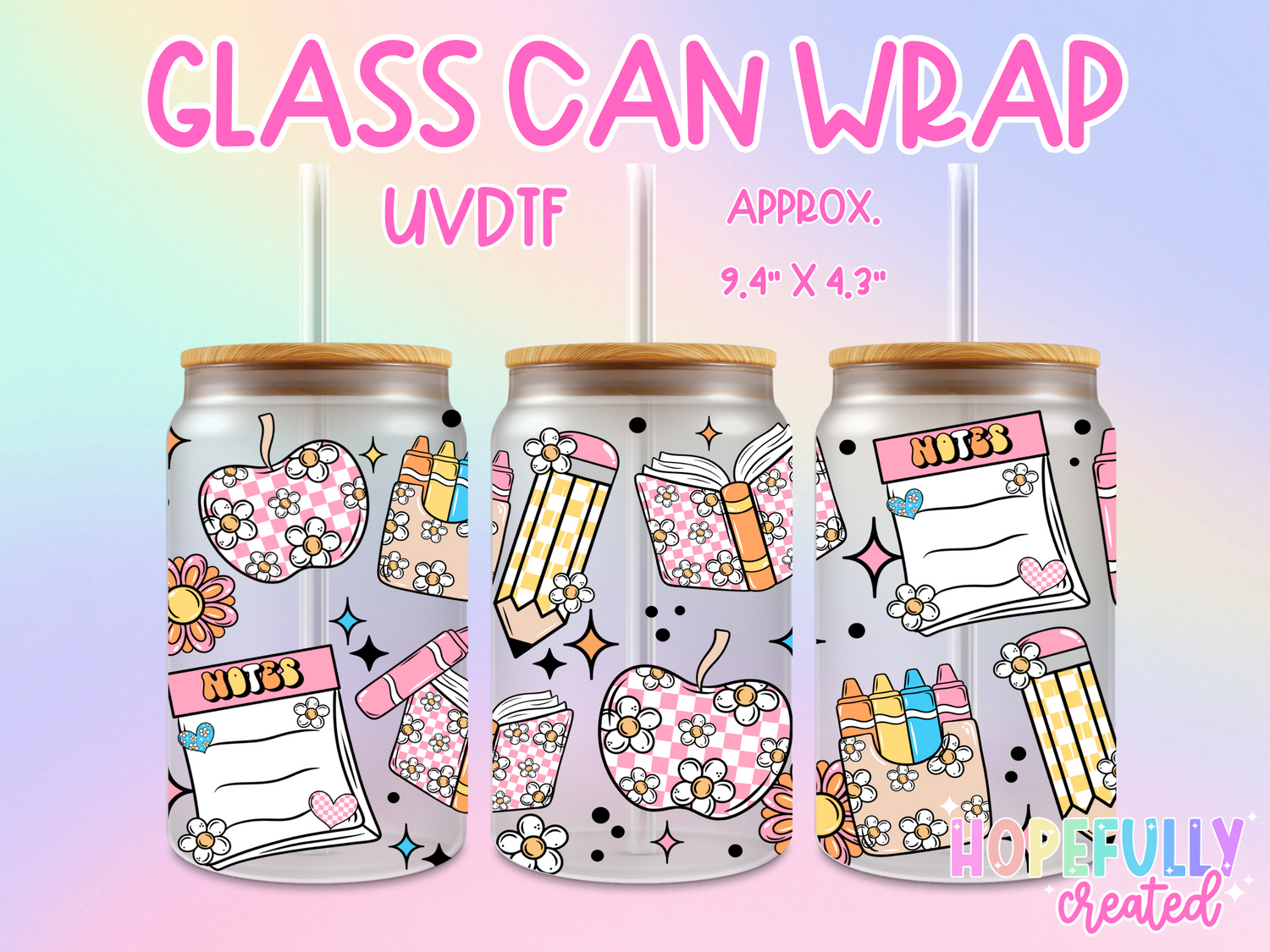 School Floral UVDTF Glass Can Wrap