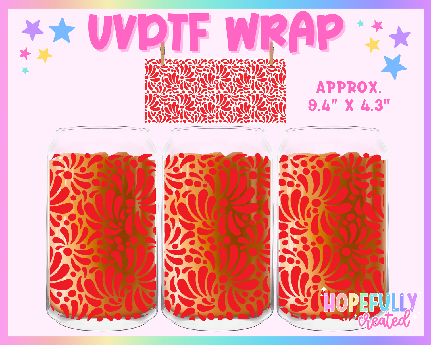 Red Talavera UVDTF Glass Can Wrap