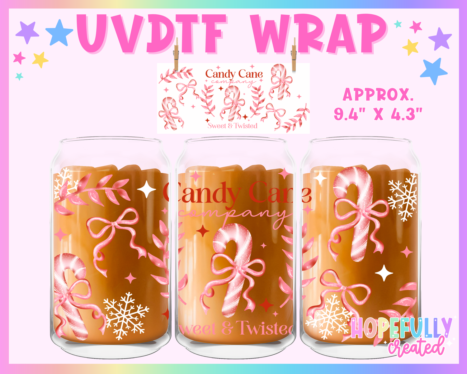 Candy Cane Company UVDTF Glass Can Wrap