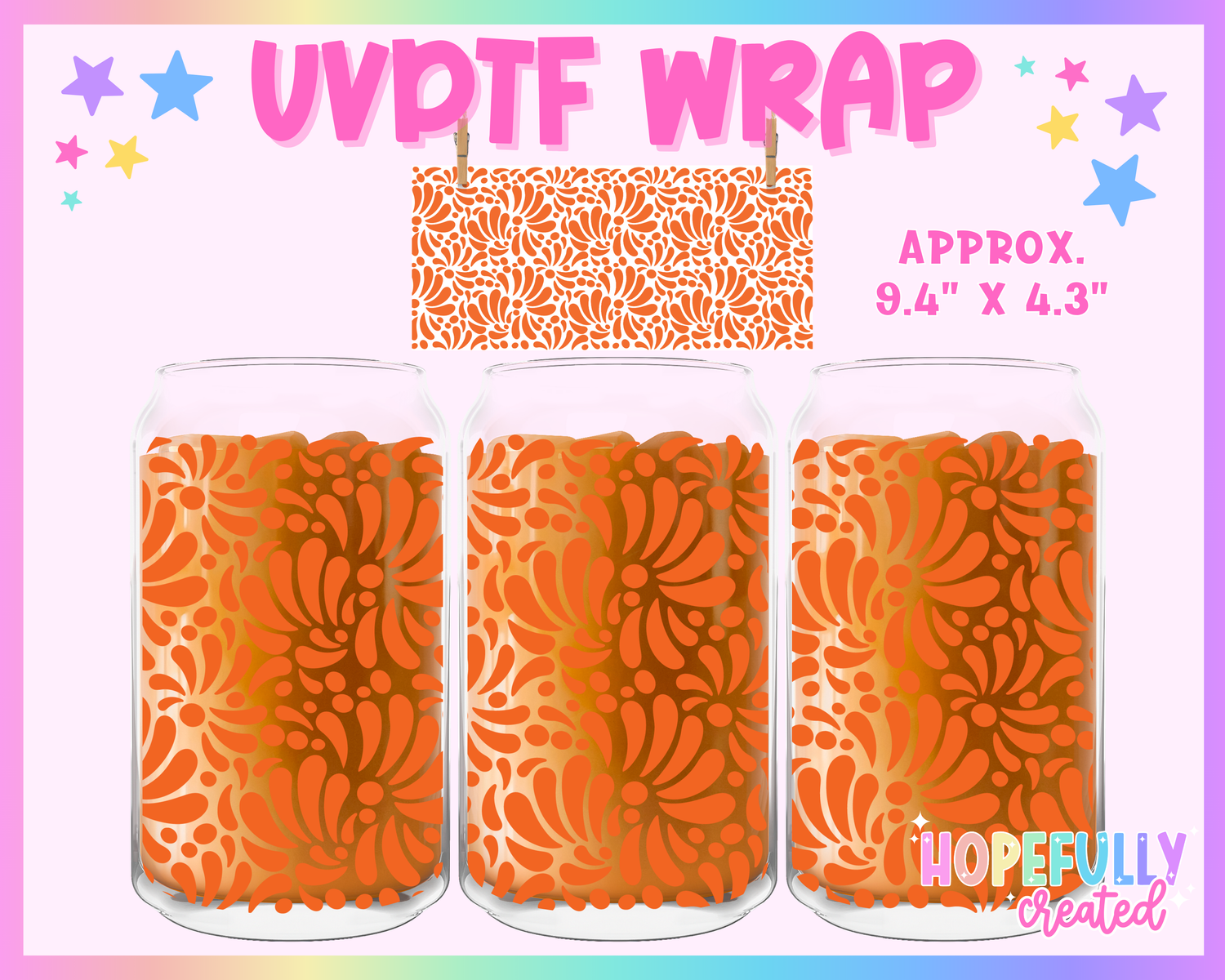 Orange Talavera UVDTF Glass Can Wrap