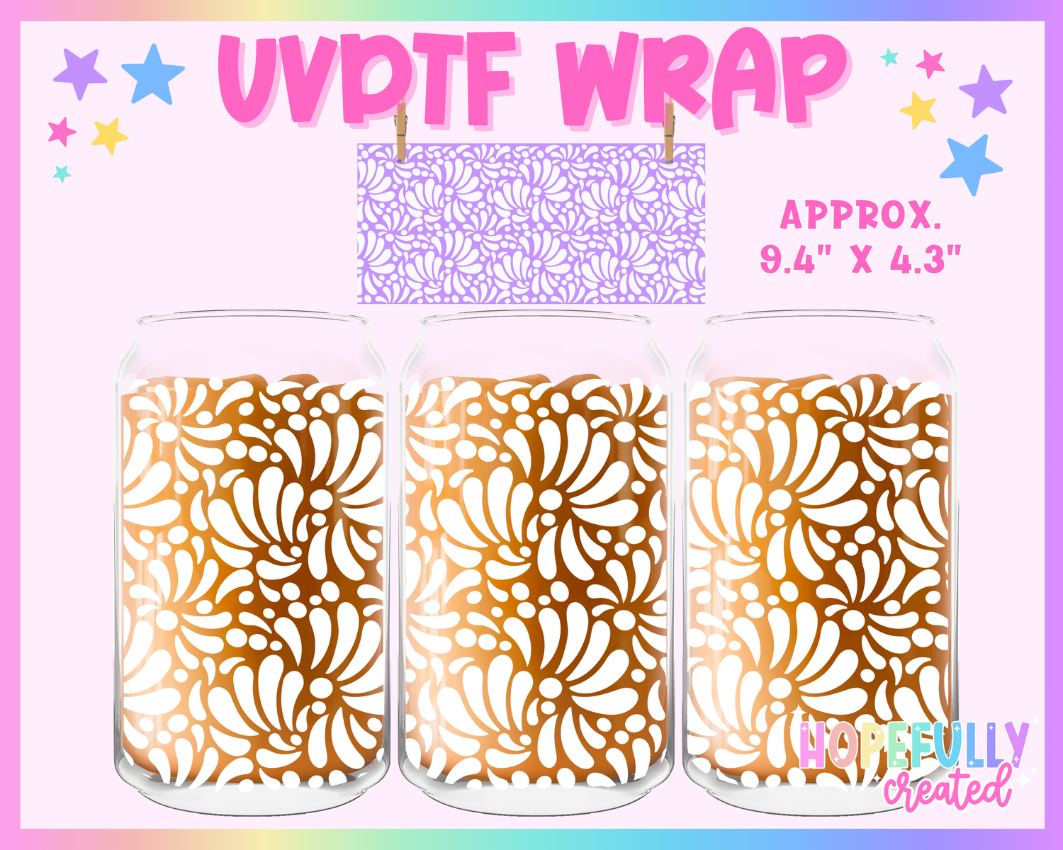 White Talavera UVDTF Glass Can Wrap