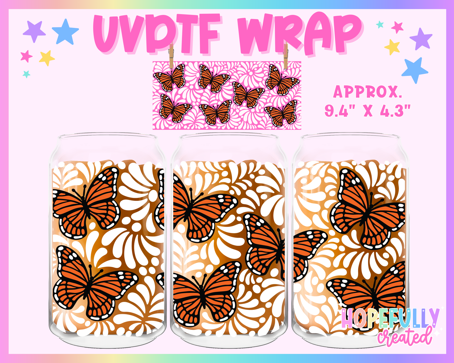 Talavera Butterfly UVDTF Glass Can Wrap