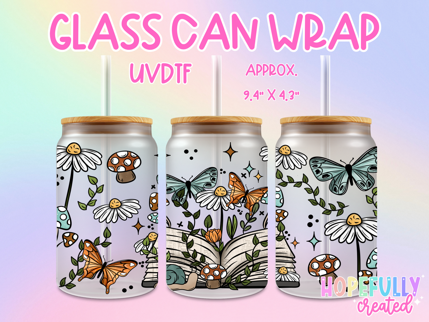 Cottagecore Book UVDTF Glass Can Wrap