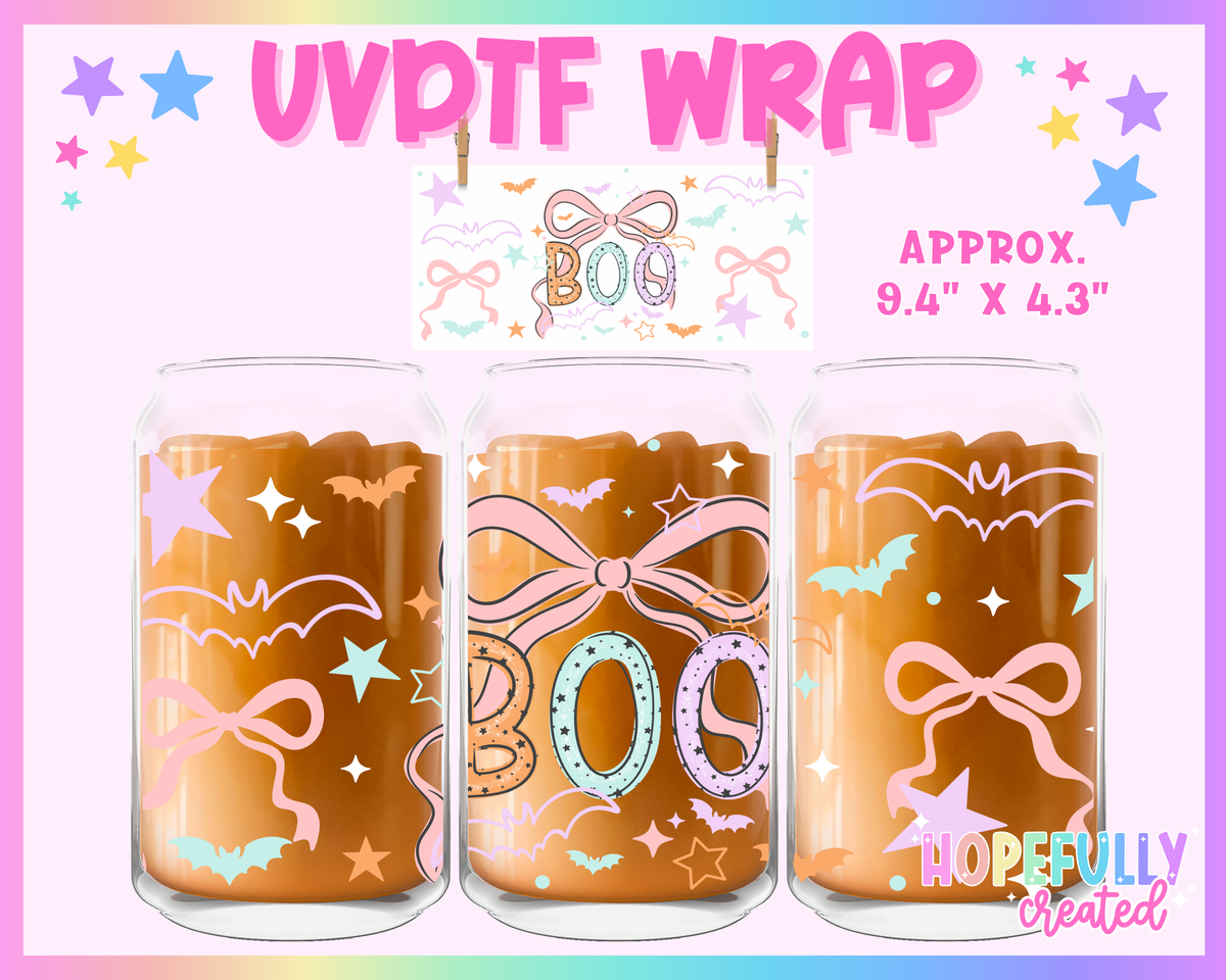Boo Bow UVDTF Glass Can Wrap