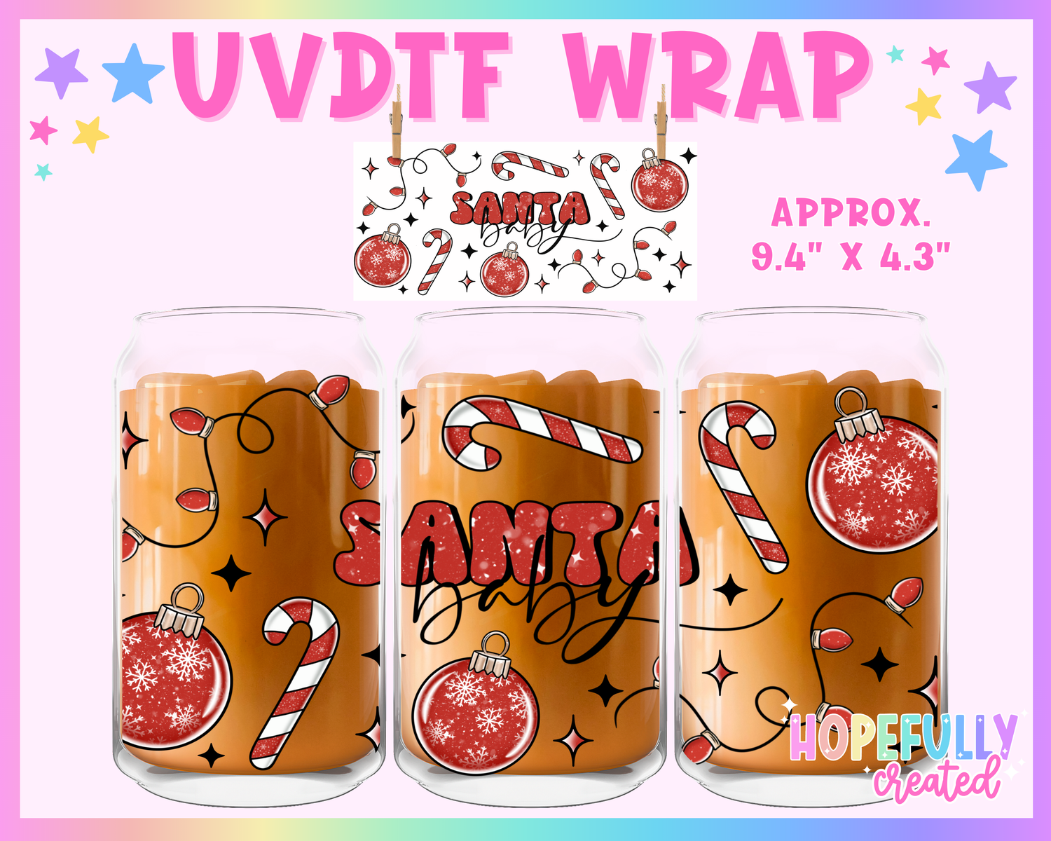 Santa Baby (Red) UVDTF Glass Can Wrap
