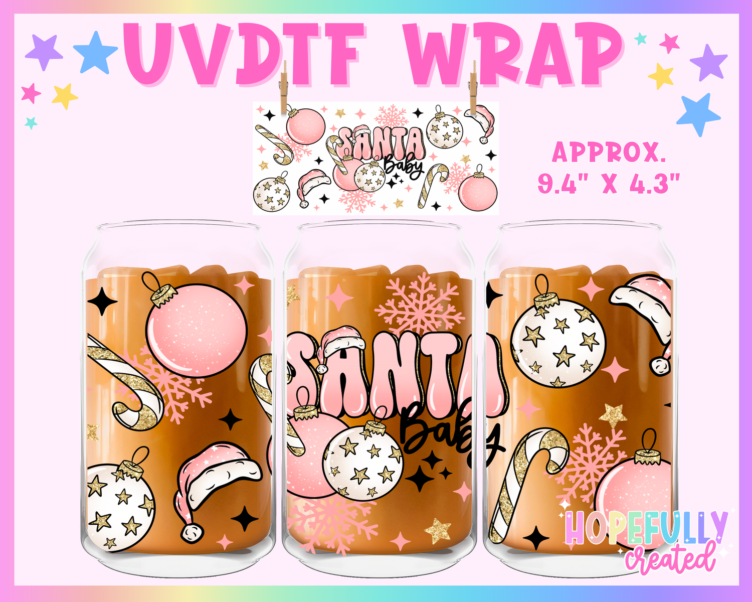 Santa Baby (Pink) UVDTF Glass Can Wrap