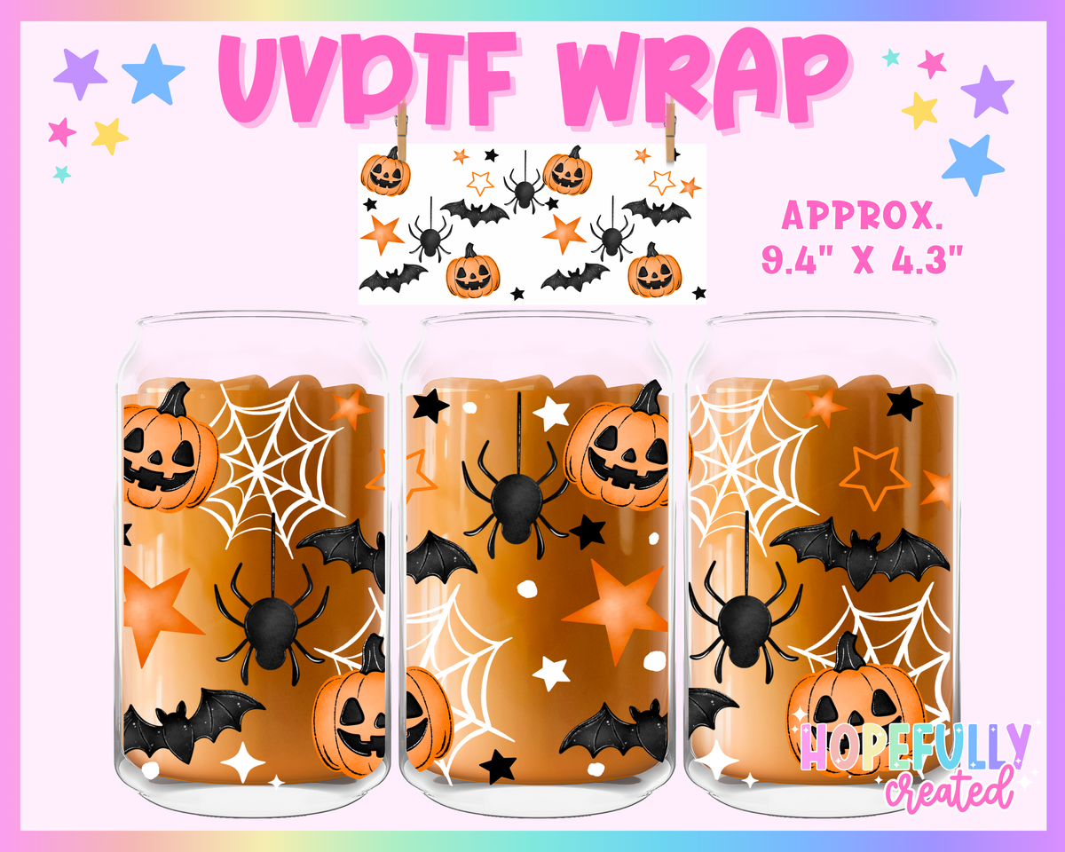 Bats & Pumpkins UVDTF Glass Can Wrap