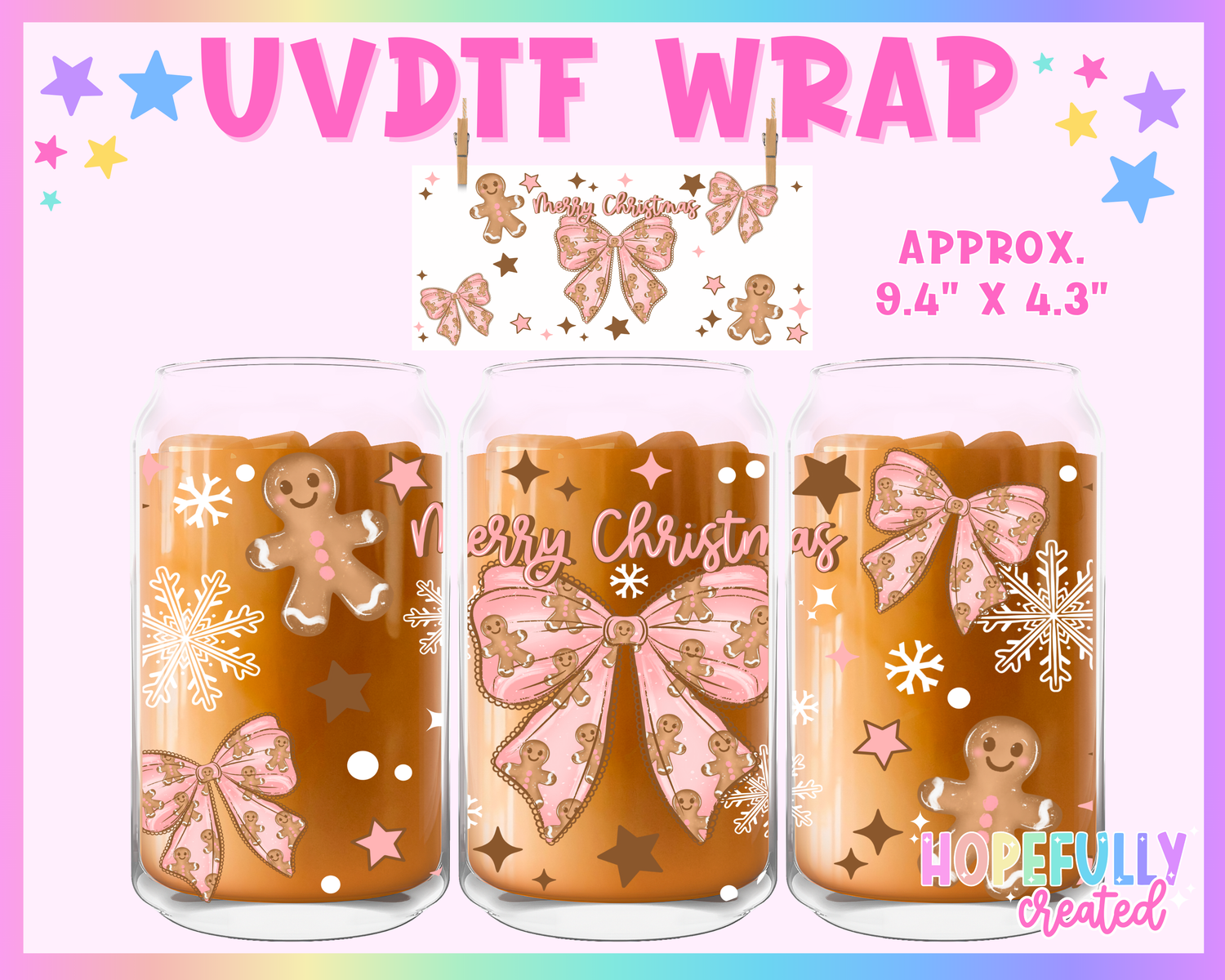 Gingerbread Bow UVDTF Glass Can Wrap