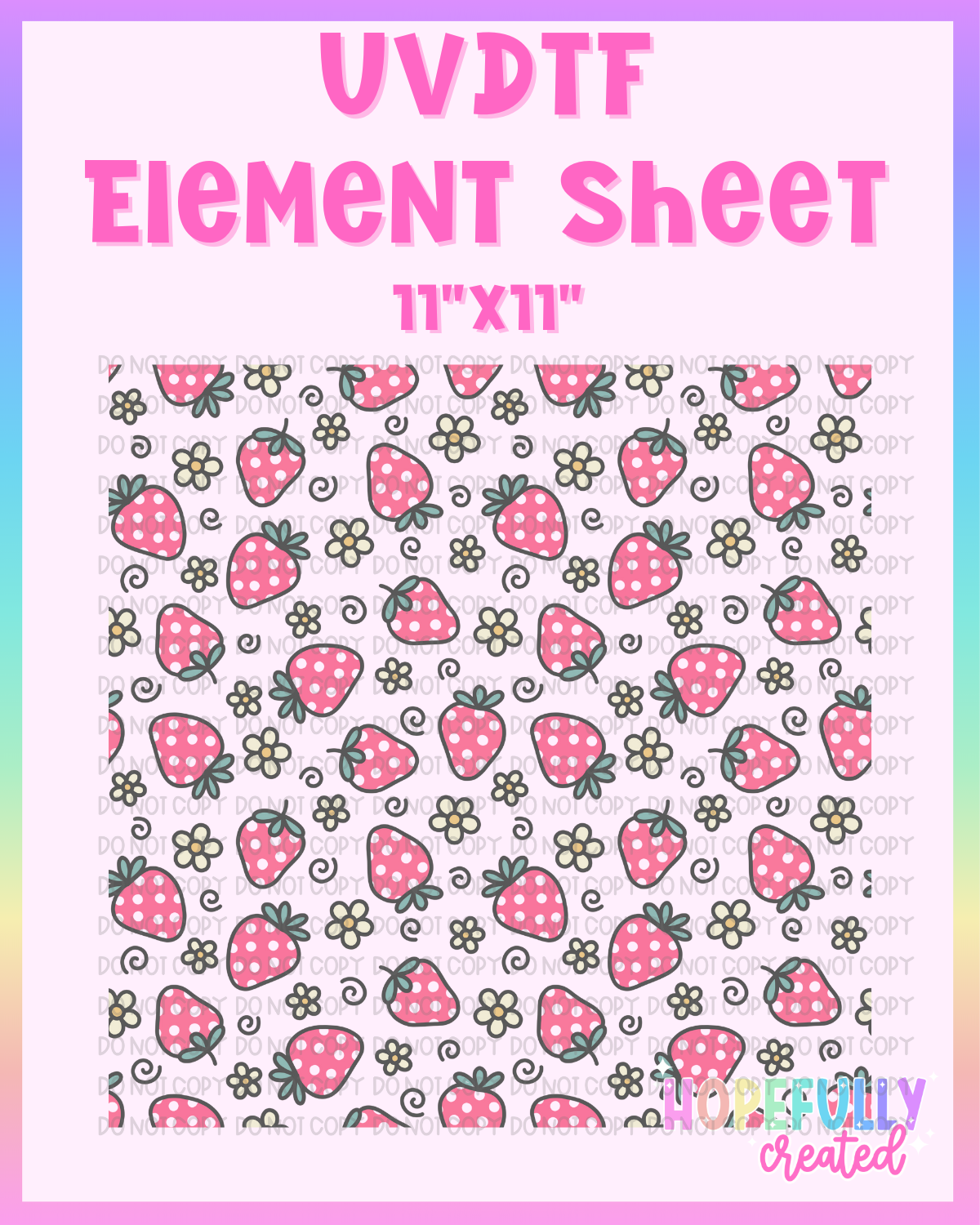 Strawberry Doodle UVDTF Element Sheet