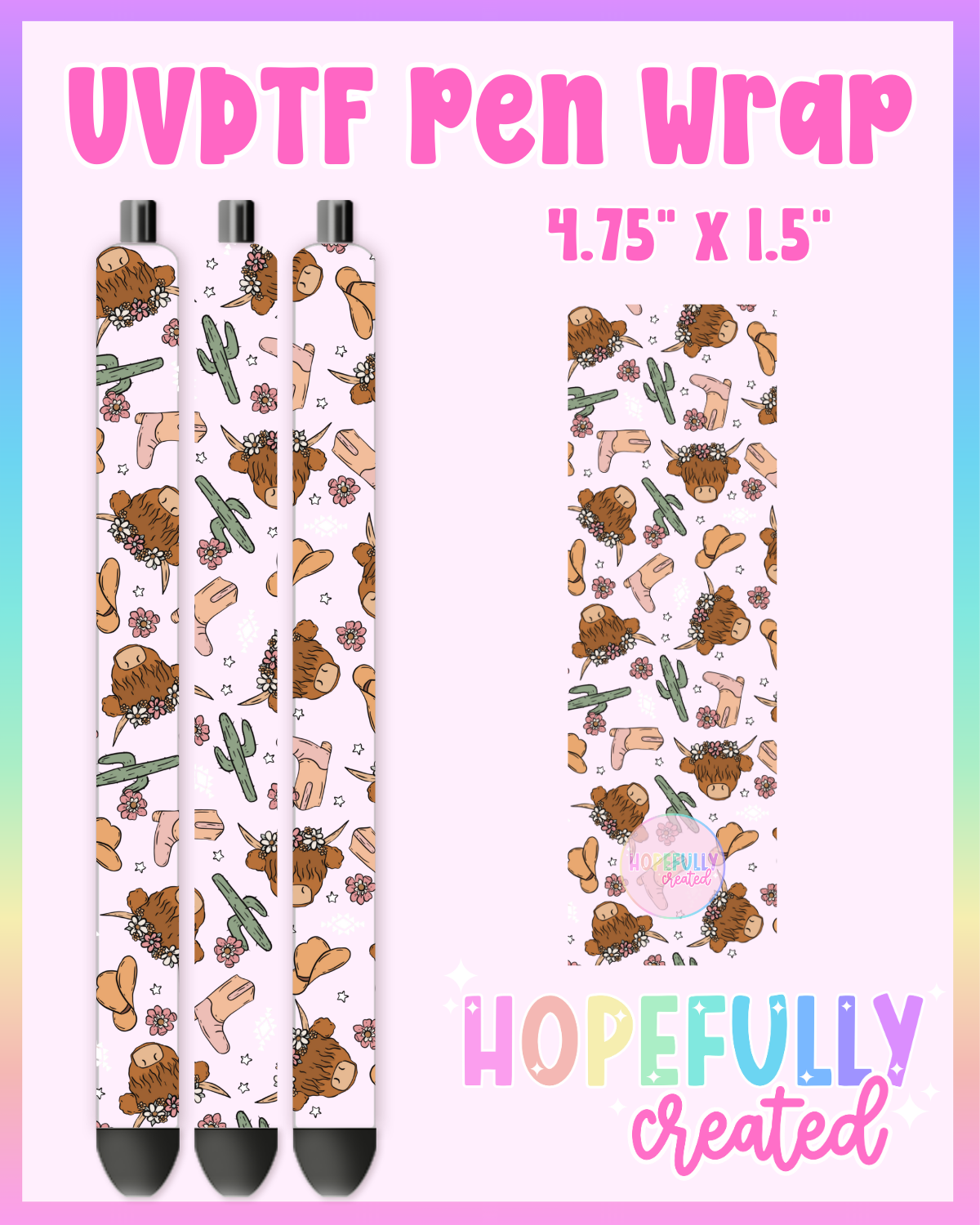 Floral Cow UVDTF Pen Wrap