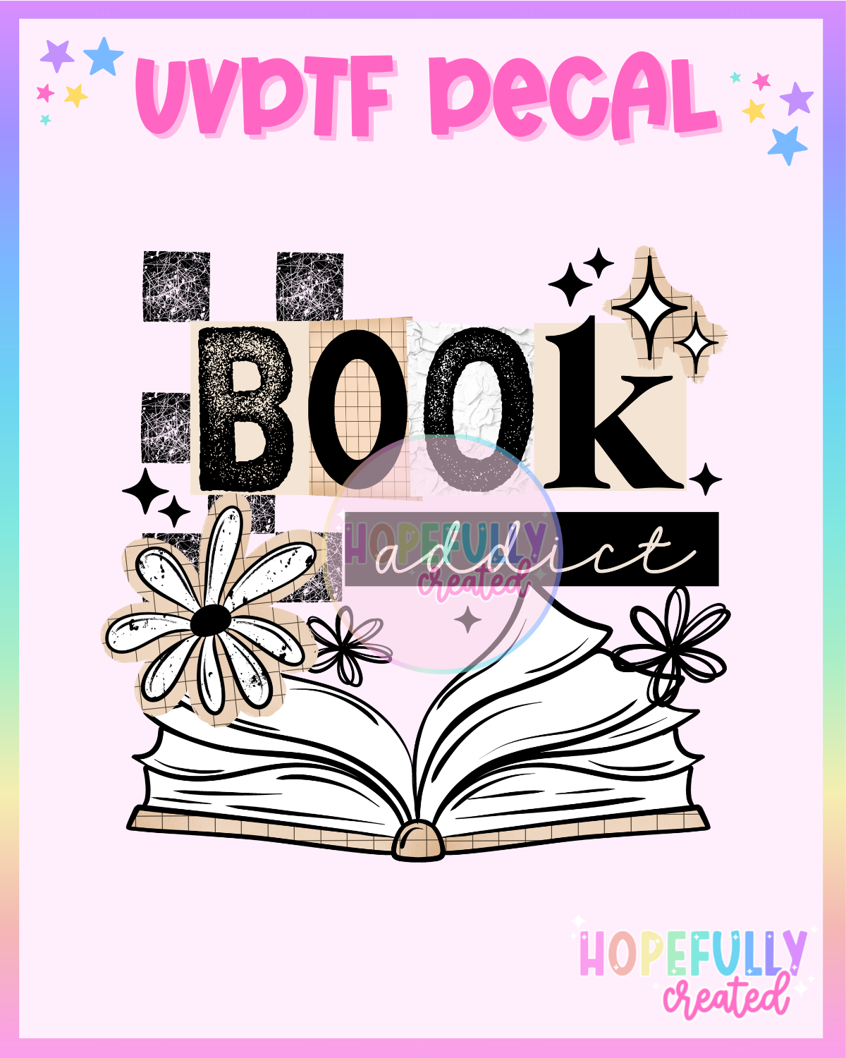 Book Addict UVDTF Decal