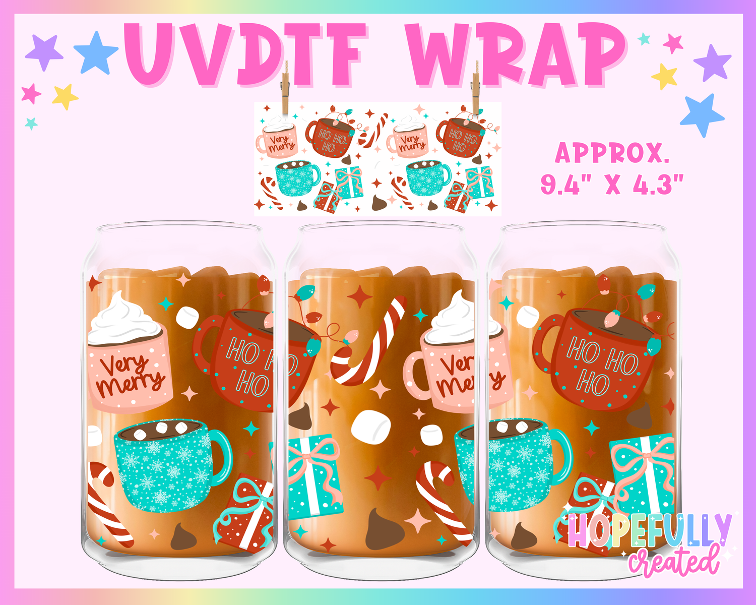Christmas Mugs UVDTF Glass Can Wrap