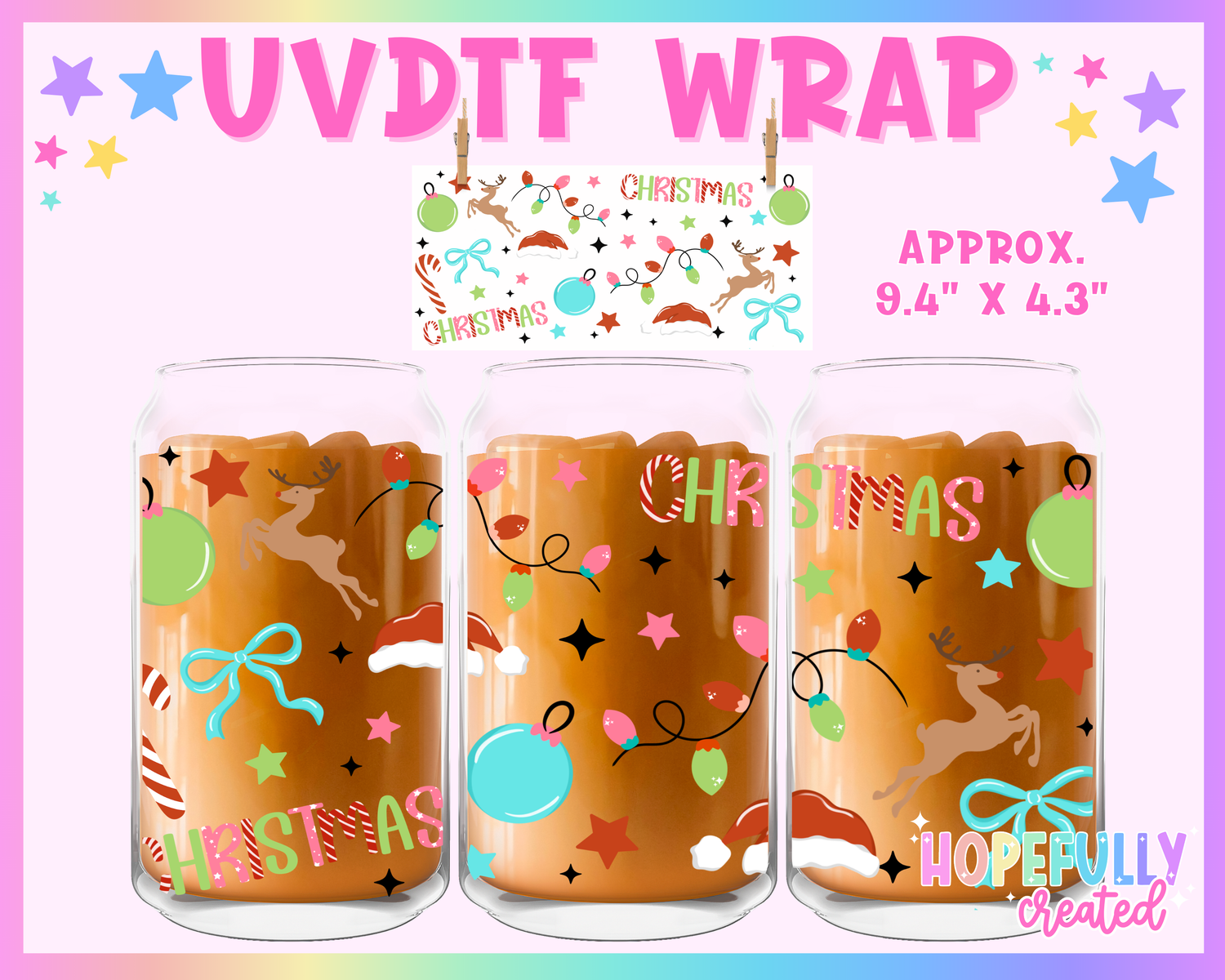 Christmas Elements UVDTF Glass Can Wrap