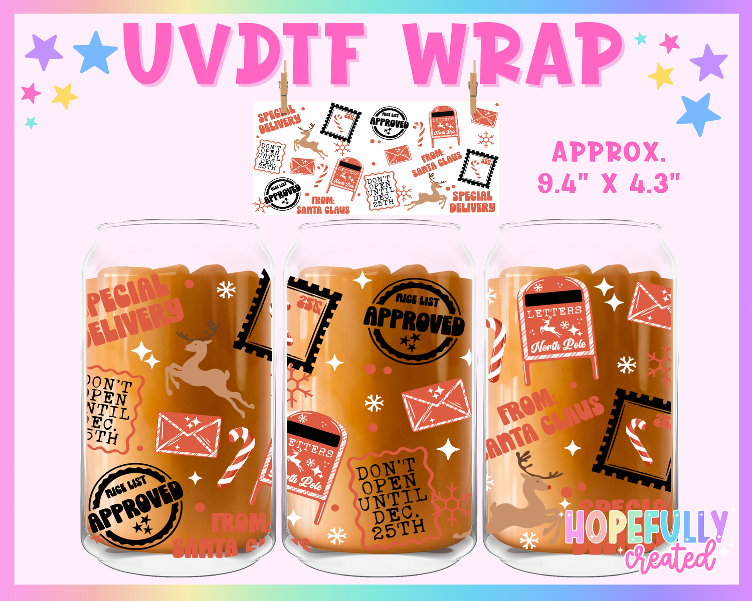 Christmas Stamps UVDTF Glass Can Wrap