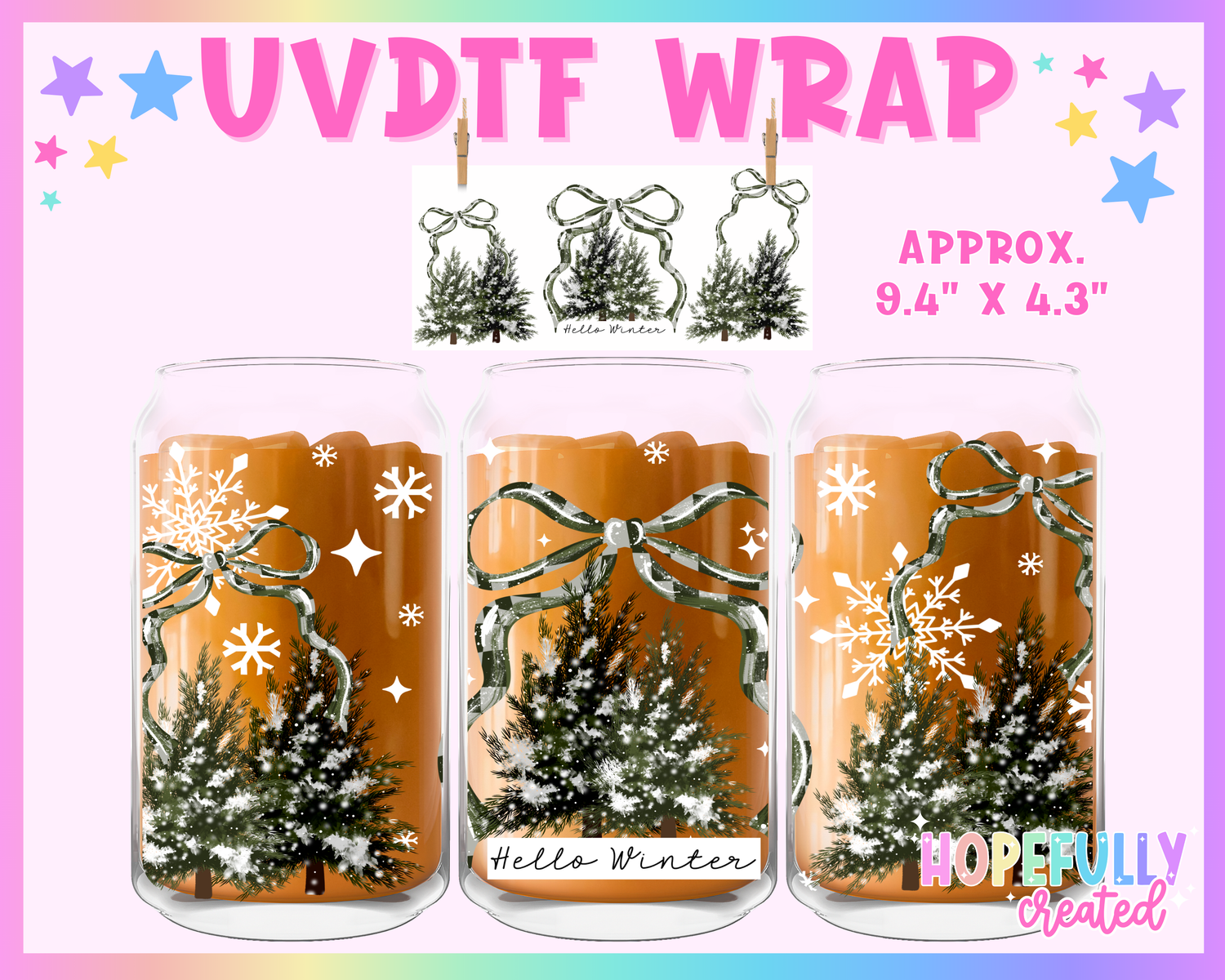 Hello Winter UVDTF Glass Can Wrap