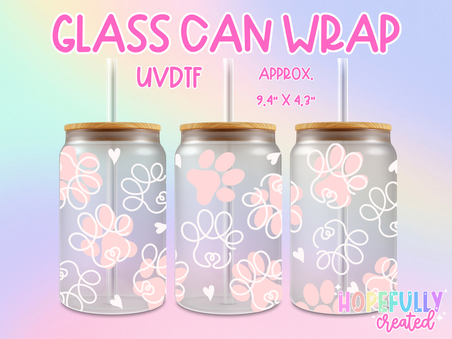 Dog Paw UVDTF Glass Can Wrap