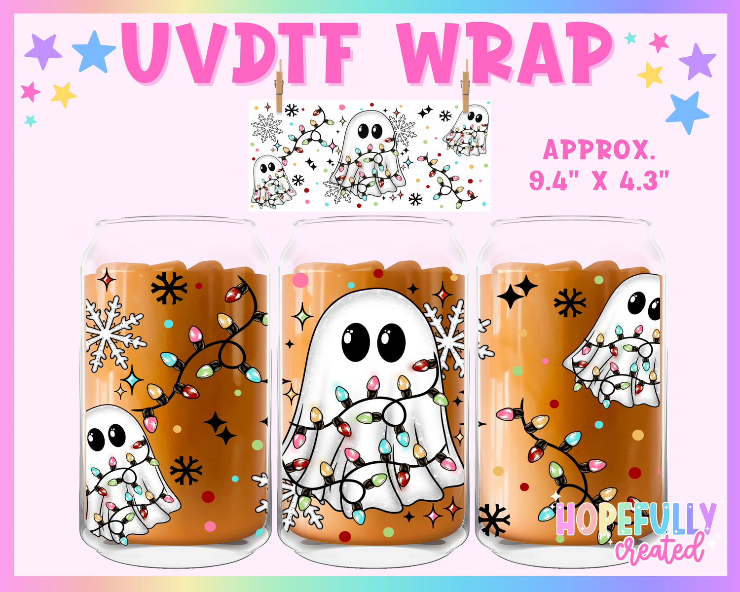 Christmas Ghost UVDTF Glass Can Wrap