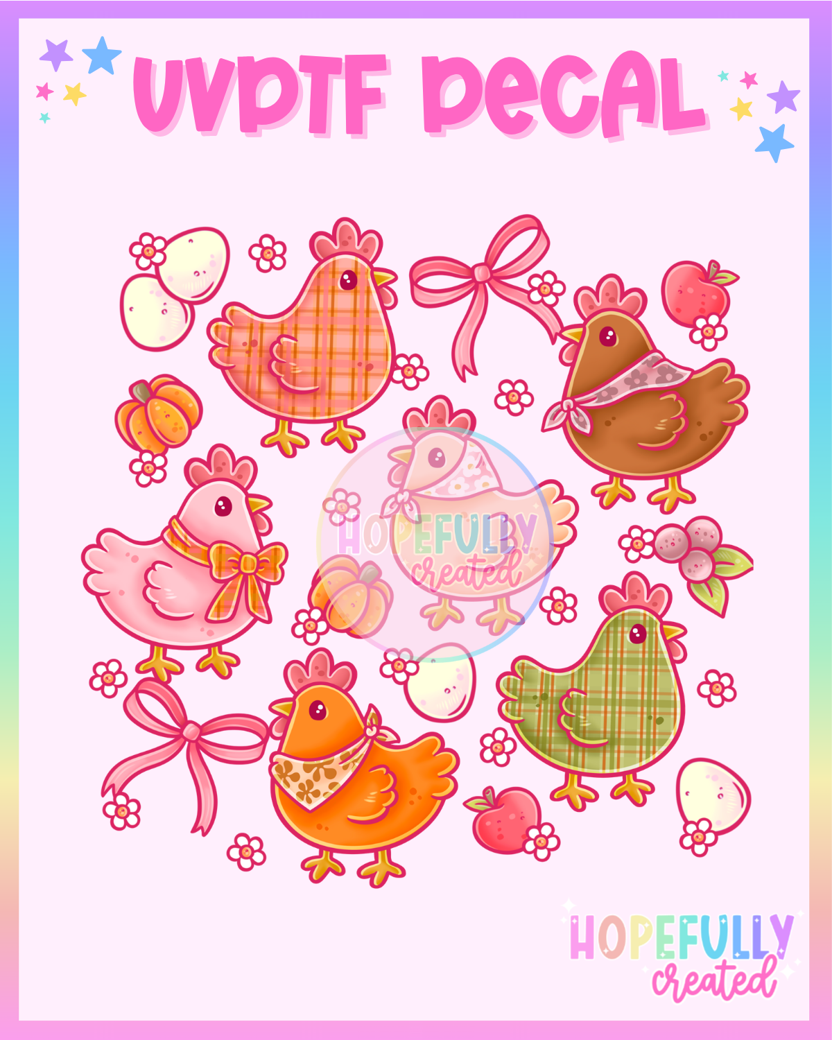Fall Chickens UVDTF Decal