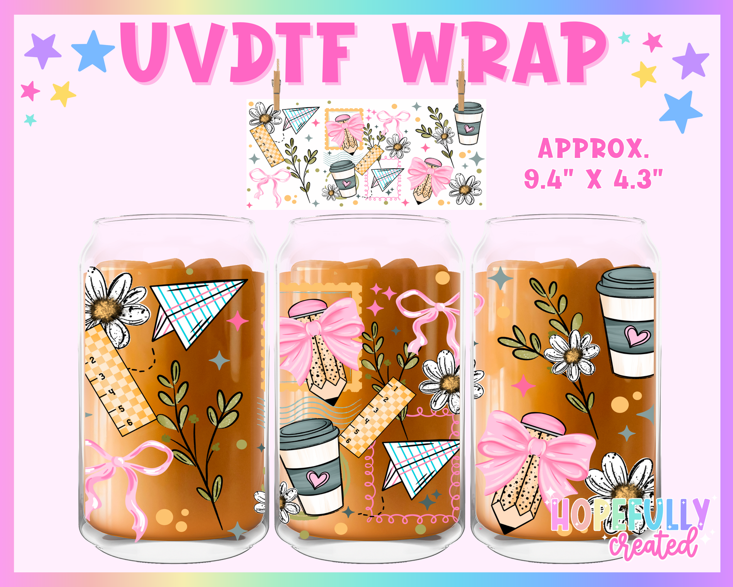 School UVDTF Glass Can Wrap