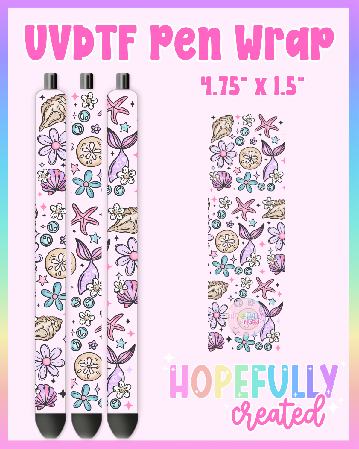 Seashells UVDTF Pen Wrap