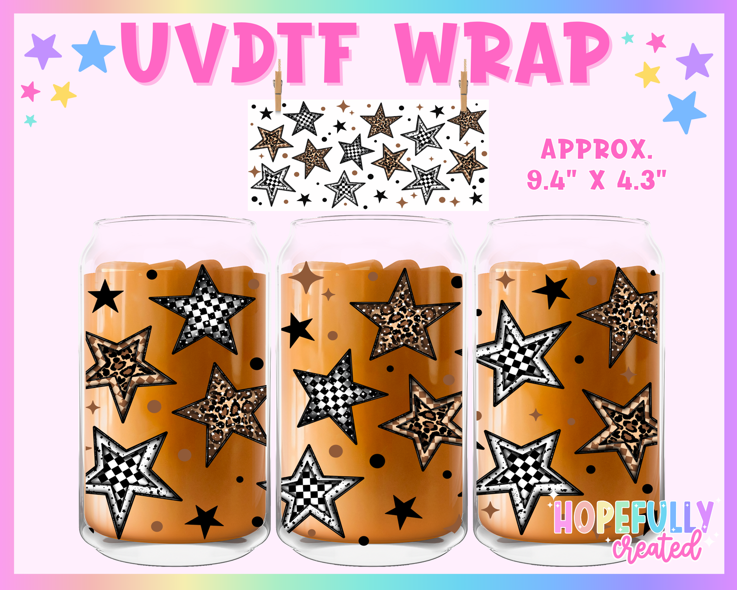 Stars UVDTF Glass Can Wrap