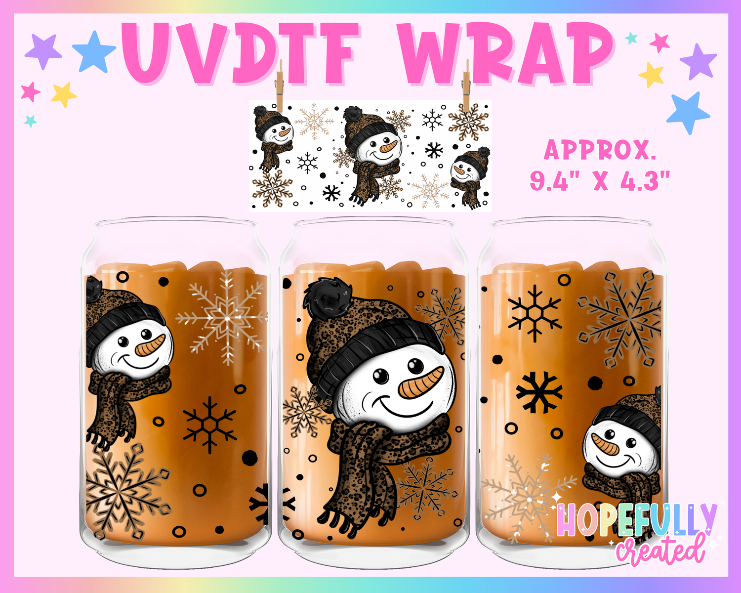 Leopard Snowman UVDTF Glass Can Wrap