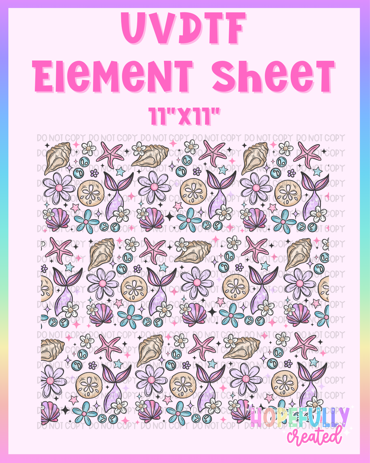 Seashells UVDTF Element Sheet