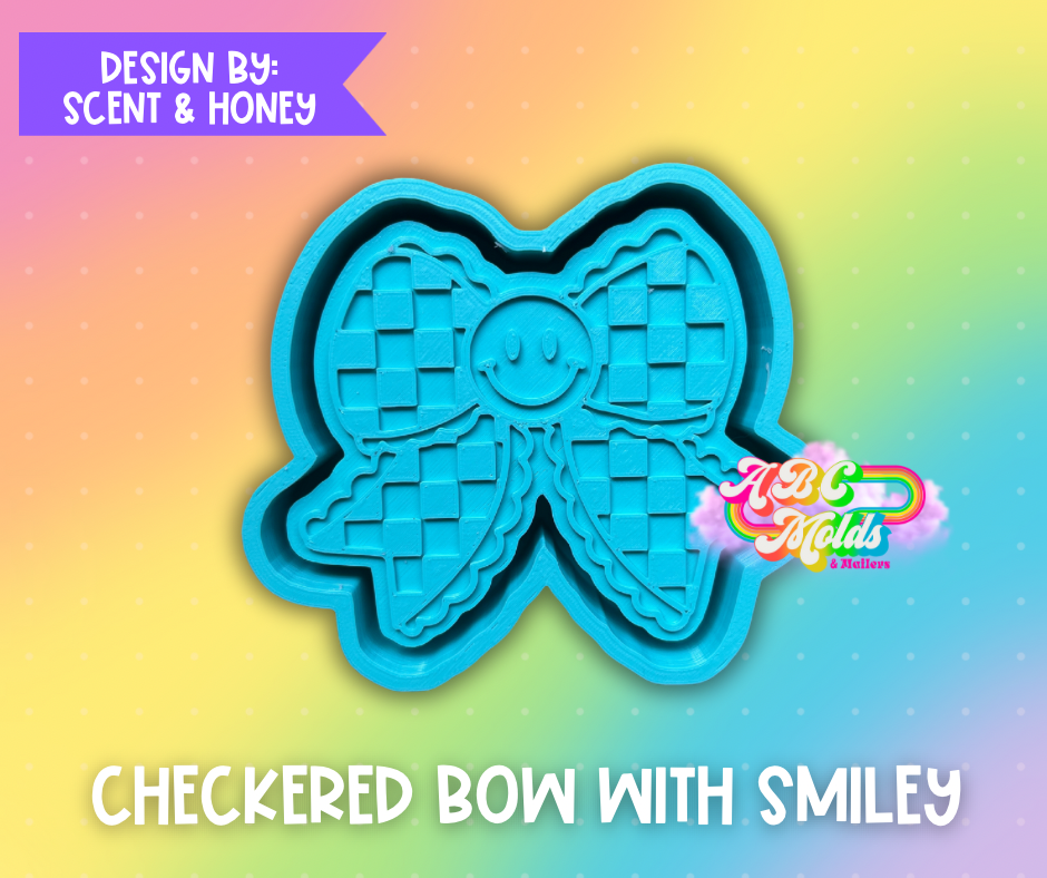 Checkered Bow with smile Silicone Mold