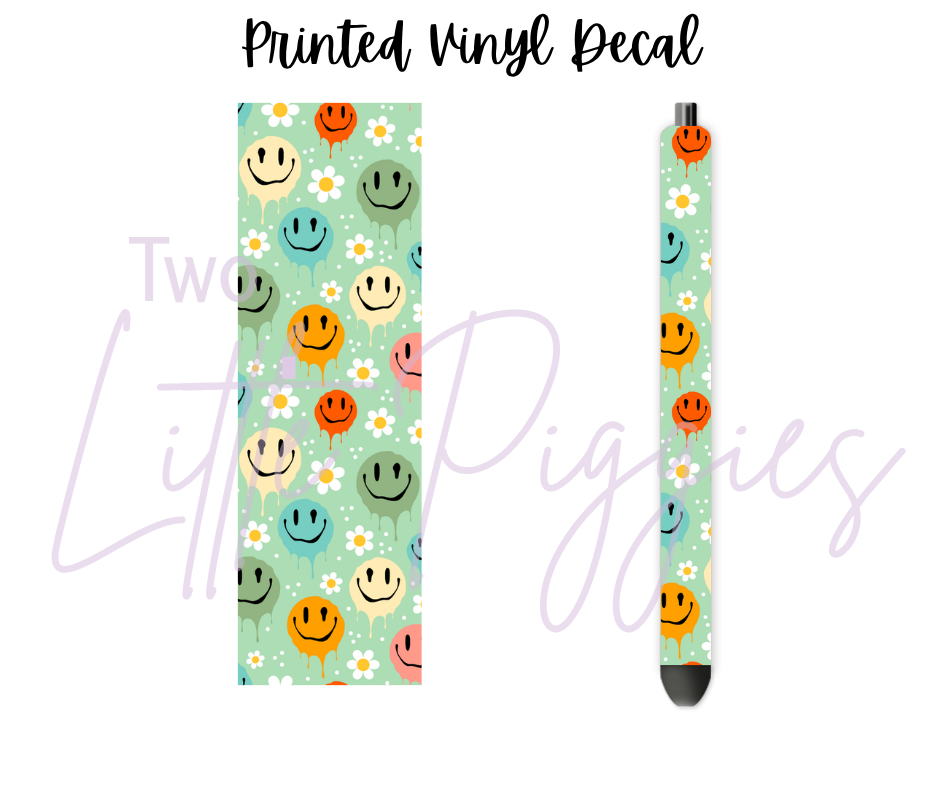 Printed Vinyl - Floral Melted Smiley