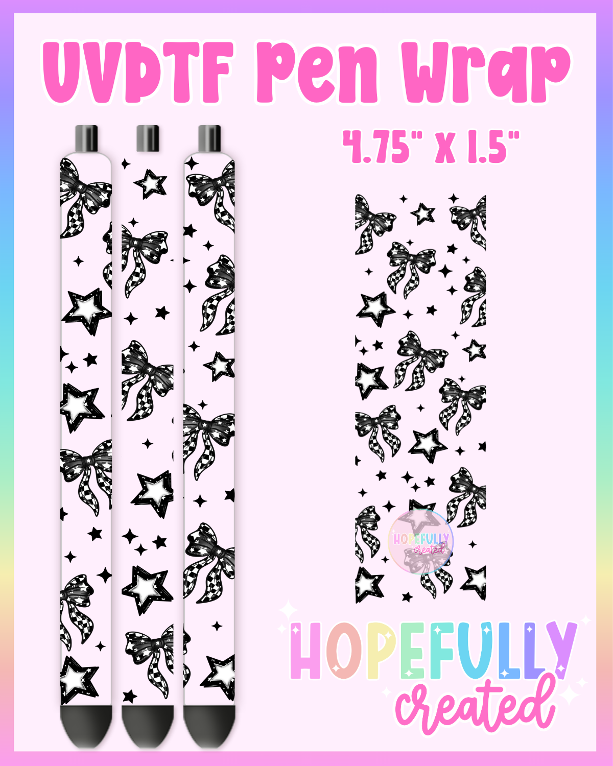 Black & White Bows UVDTF Pen Wrap