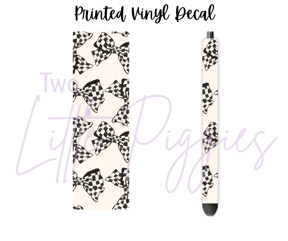 Printed Vinyl - Black and White Checkered Bows