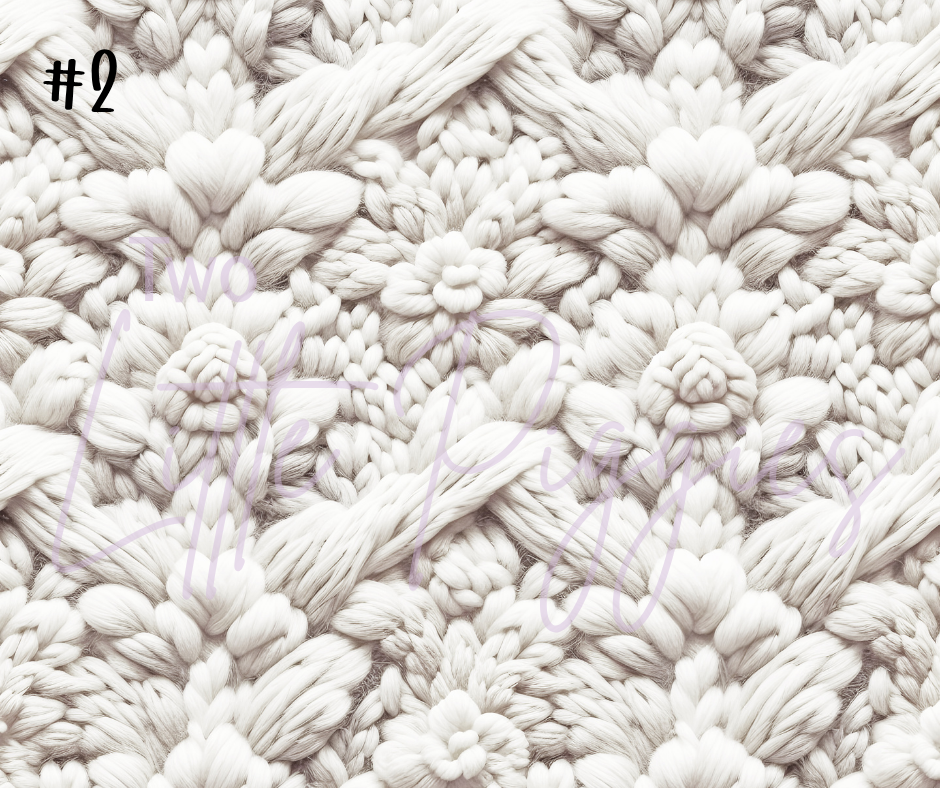 Printed Vinyl - White Knit Texture