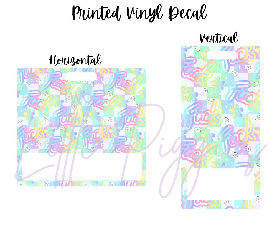 Printed Vinyl - Pastel Rainbow F*** on White Checker