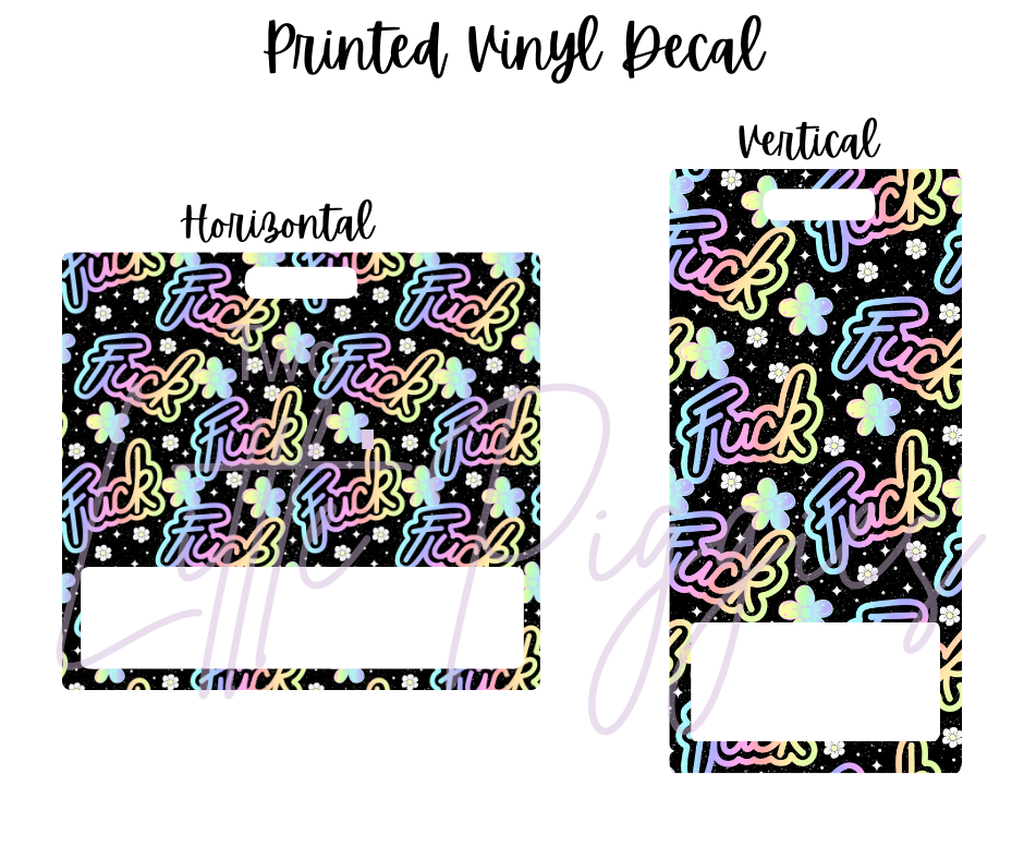 Printed Vinyl - Pastel Rainbow F*** on Black