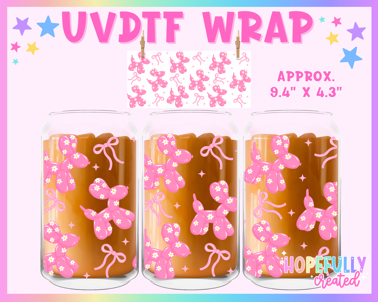 Pink Balloon Dogs UVDTF Glass Can Wrap