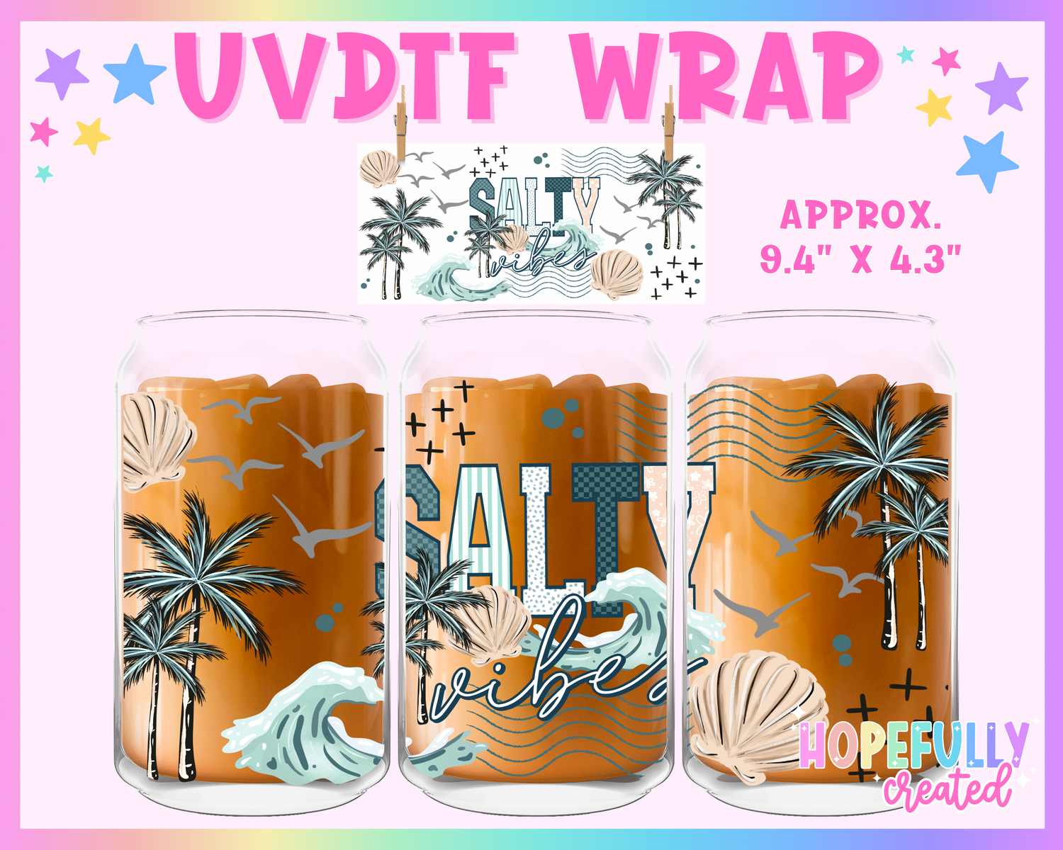 Salty Vibes UVDTF Glass Can Wrap